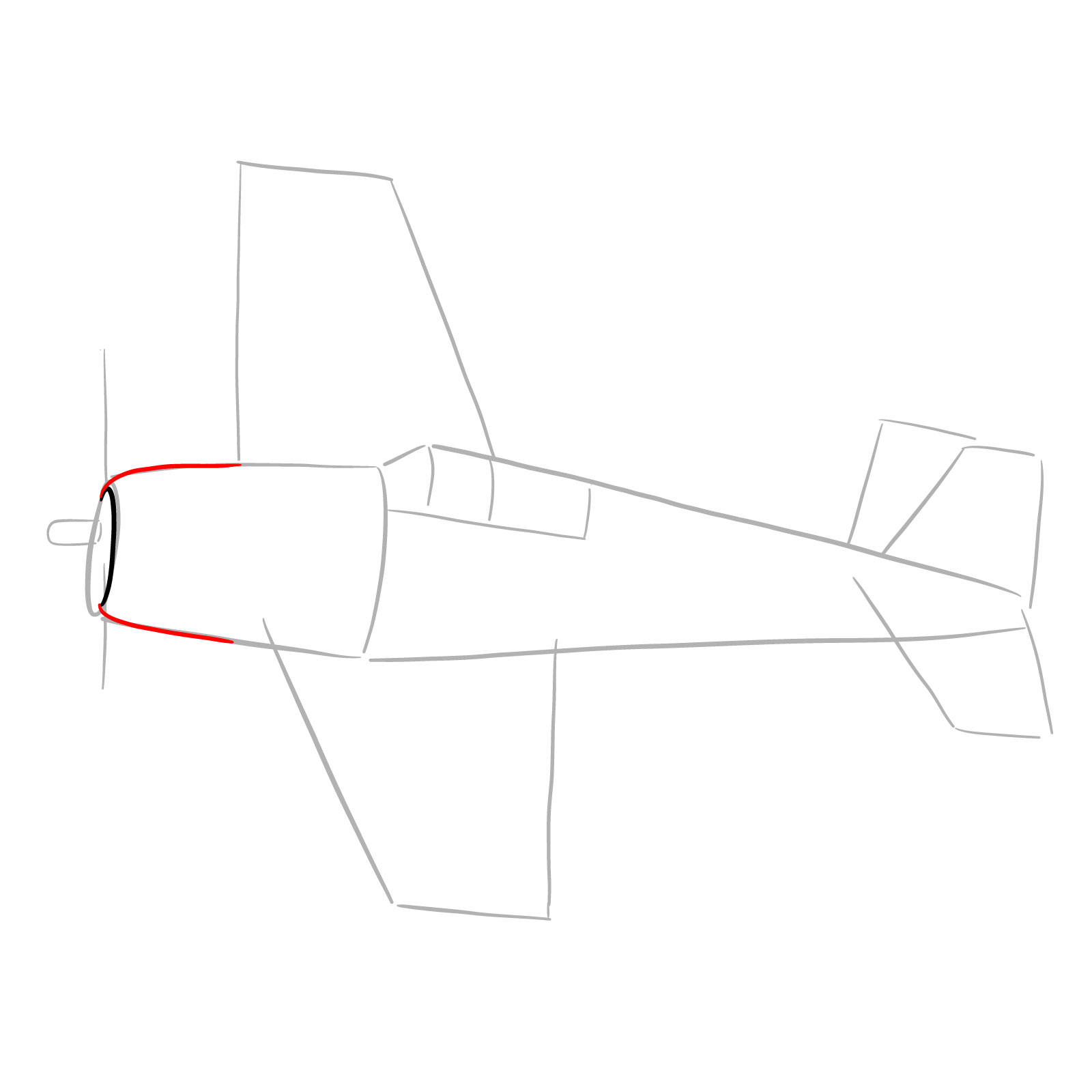 How to draw the F6F-5 Hellcat - step 05