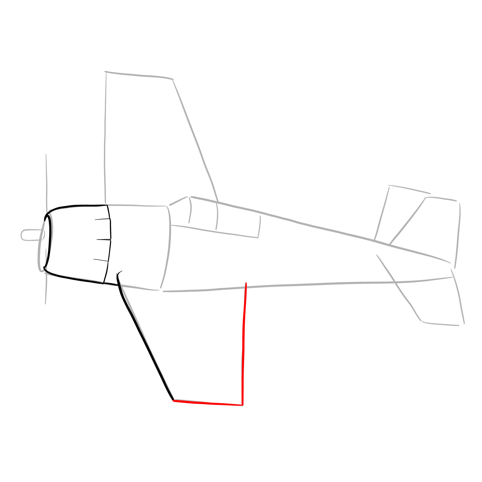 How to draw the F6F-5 Hellcat - step 08