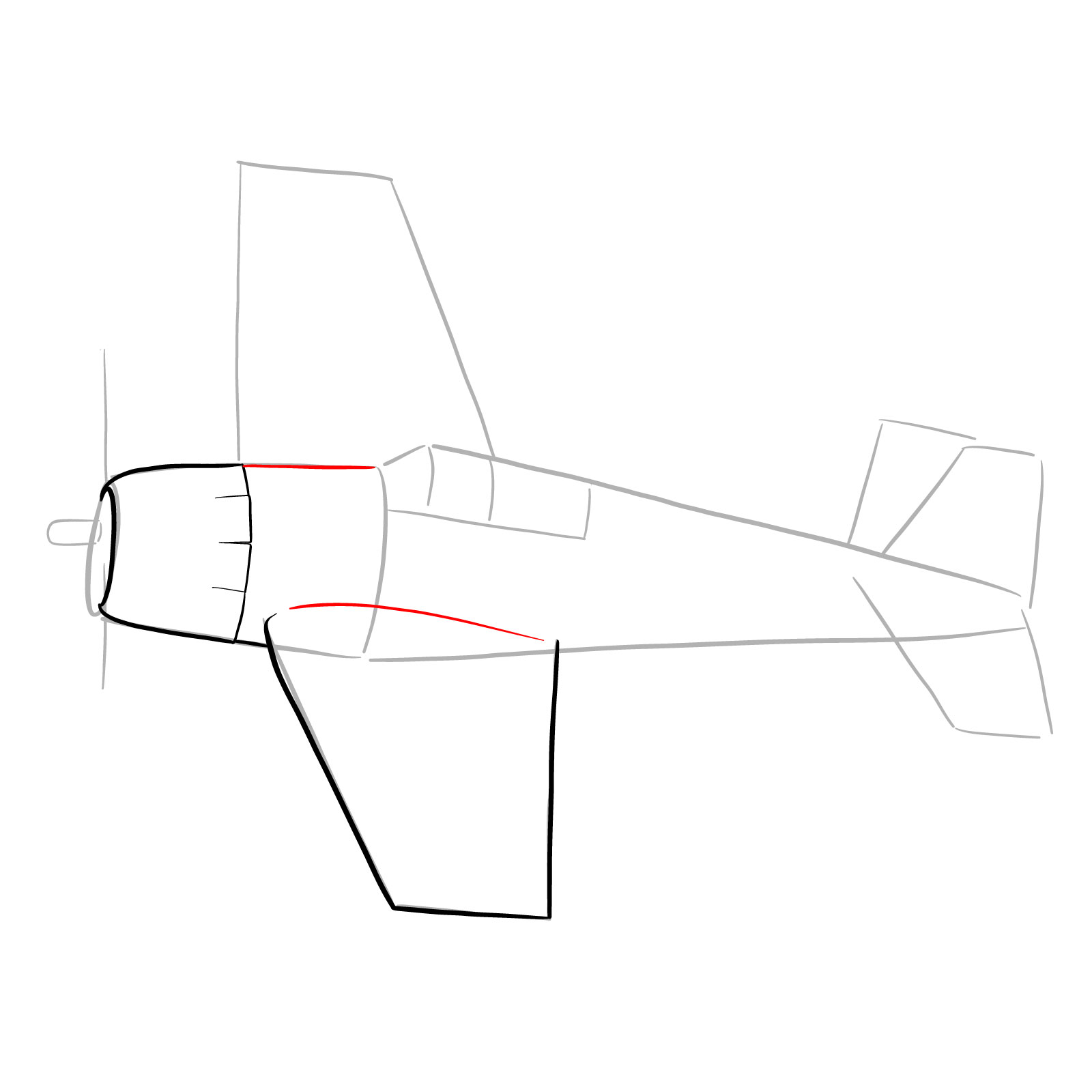 How to draw the F6F-5 Hellcat - step 09
