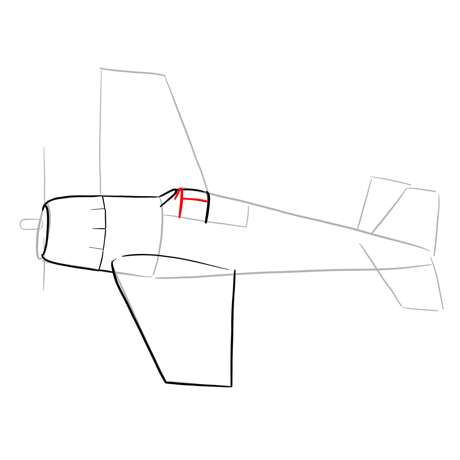 How to draw the F6F-5 Hellcat - step 11