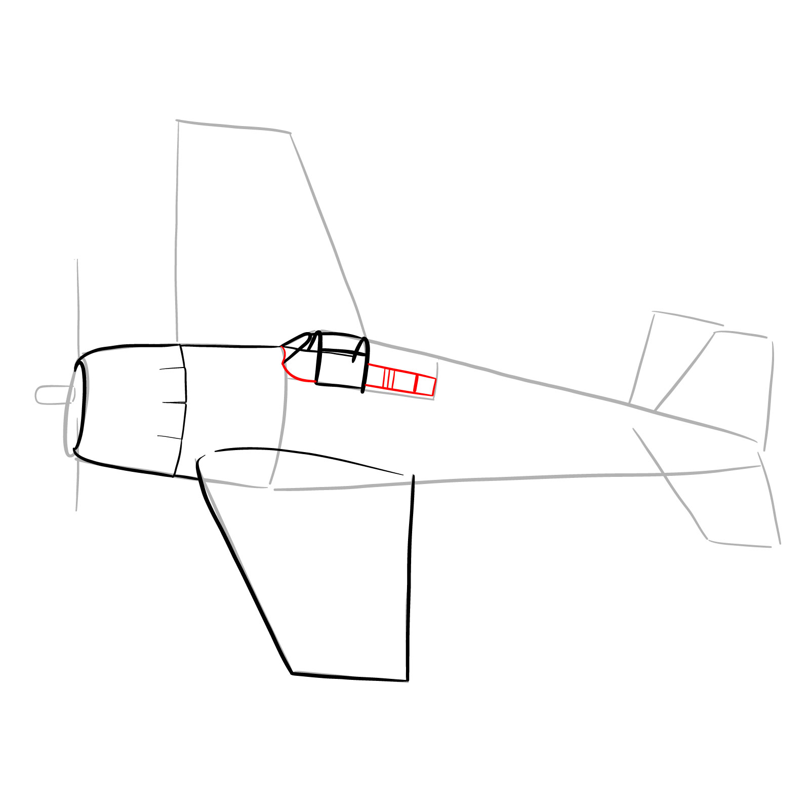 How to draw the F6F-5 Hellcat - step 13