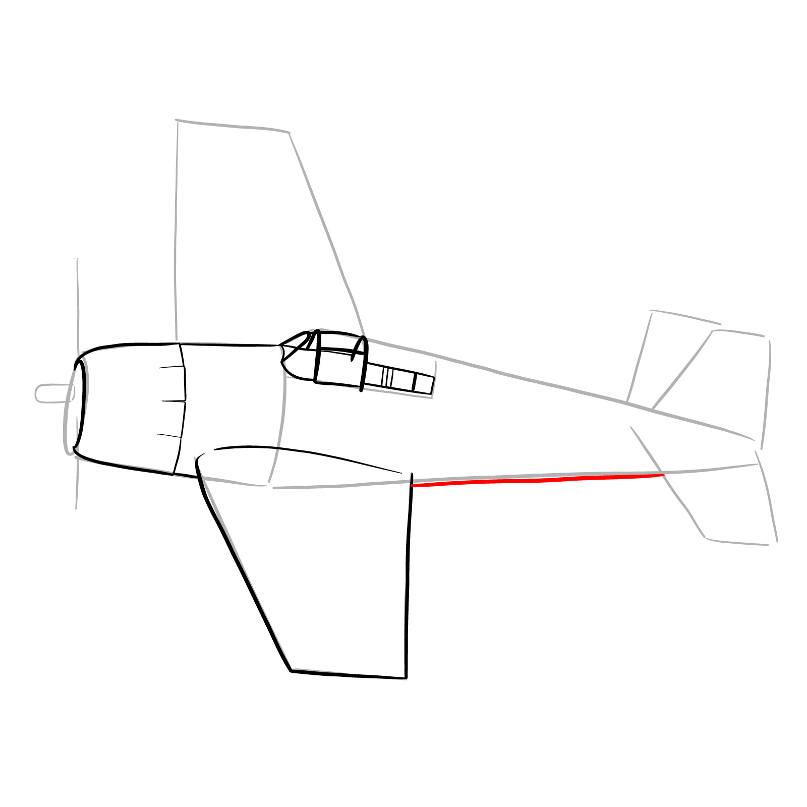How to draw the F6F-5 Hellcat - step 14
