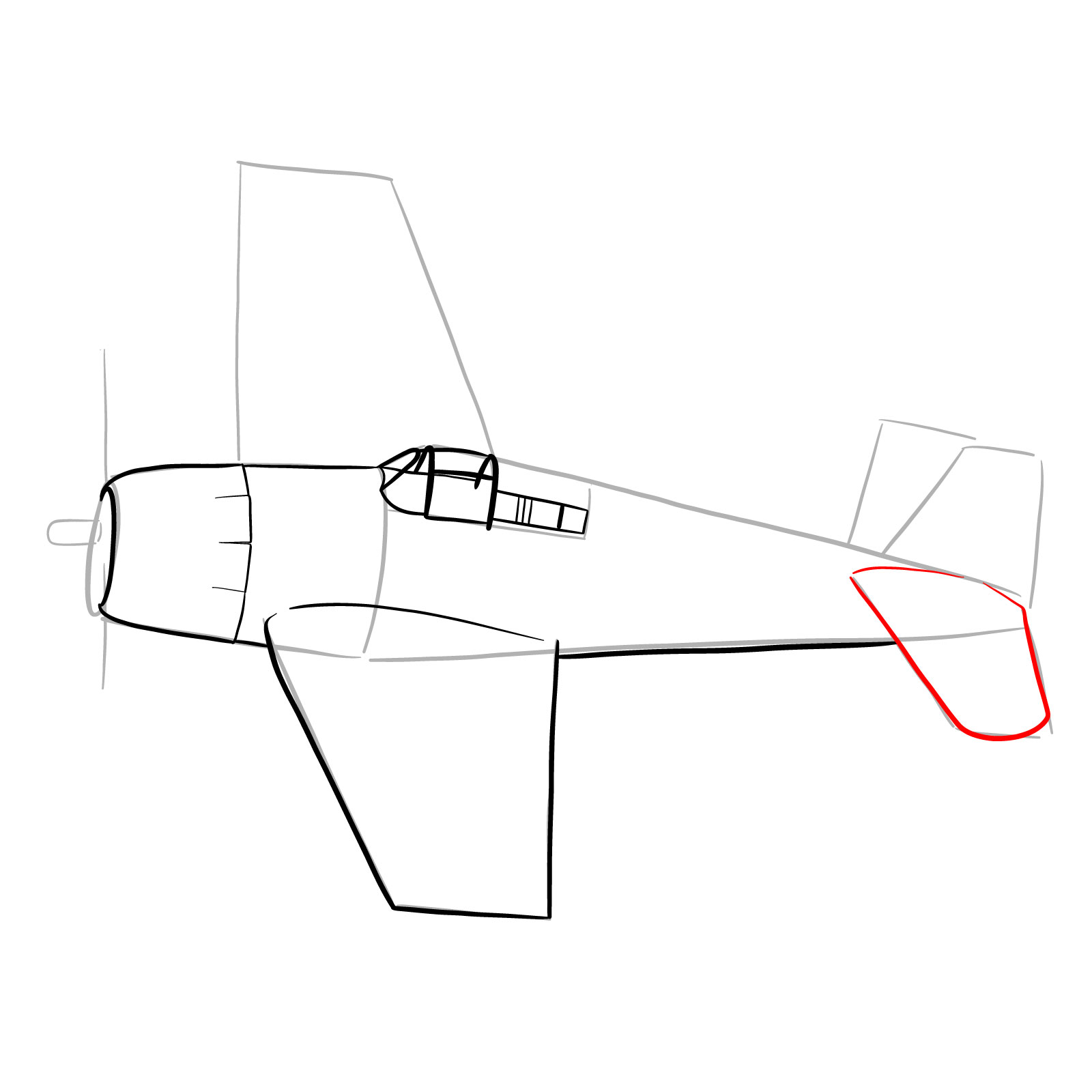 How to draw the F6F-5 Hellcat - step 15