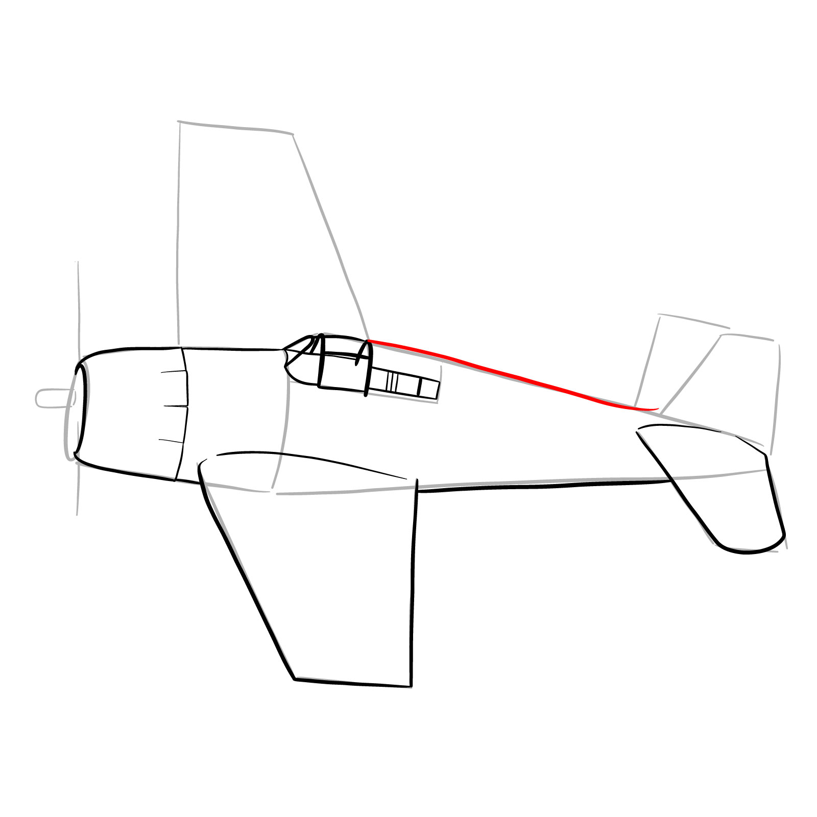 How to draw the F6F-5 Hellcat - step 16