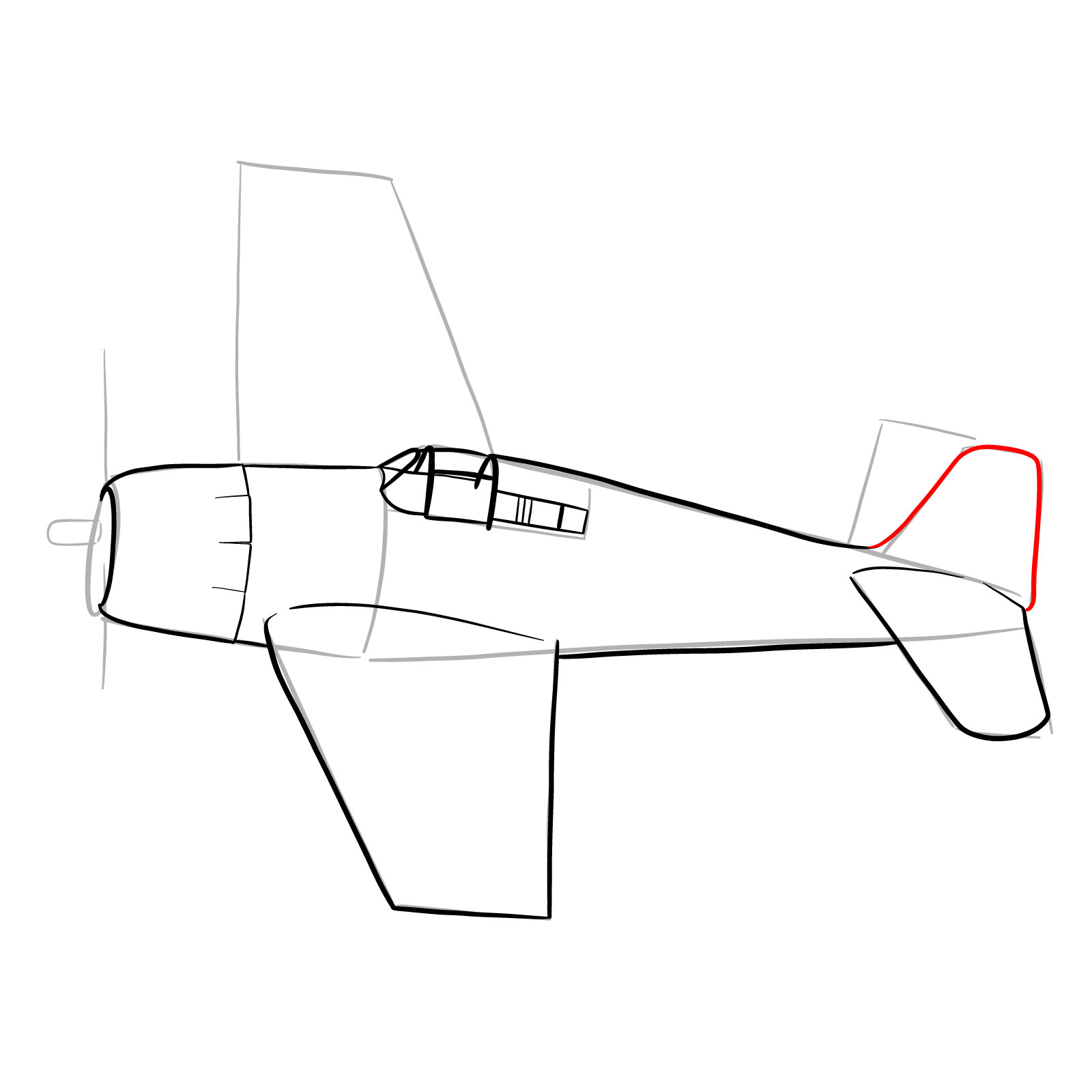 How to draw the F6F-5 Hellcat - step 17