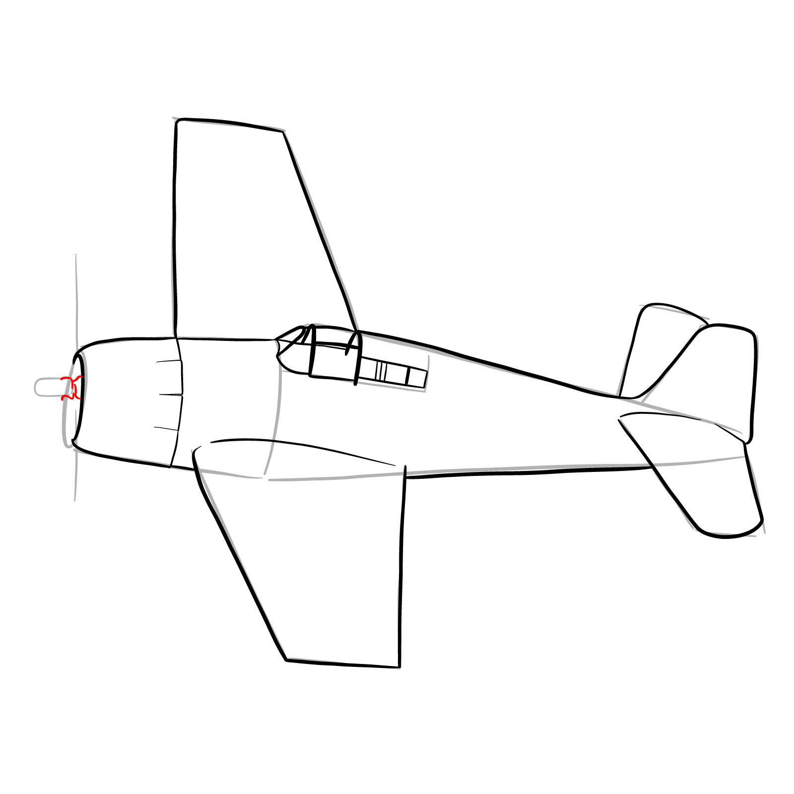 How to draw the F6F-5 Hellcat - step 19