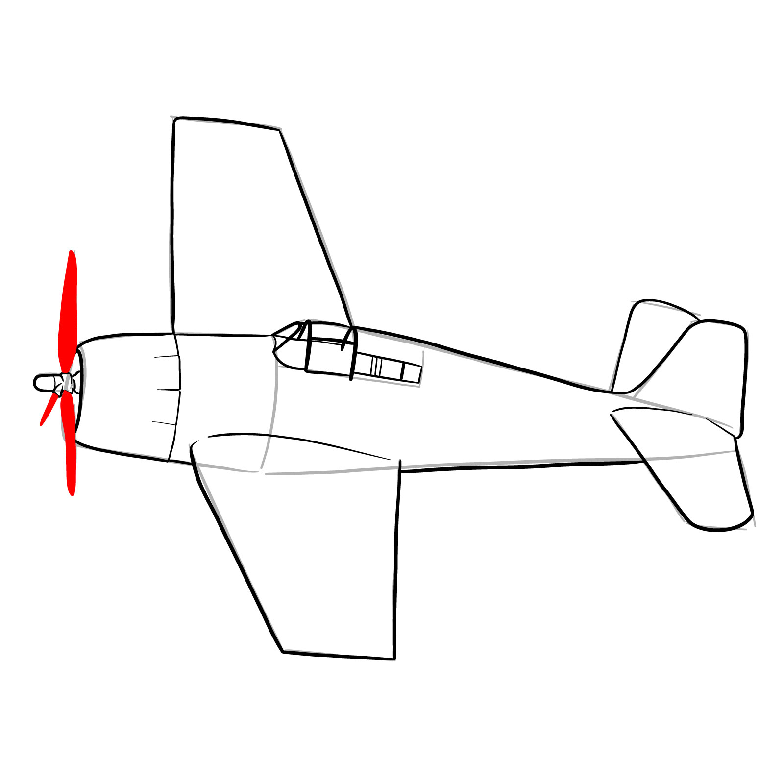 How to draw the F6F-5 Hellcat - step 21