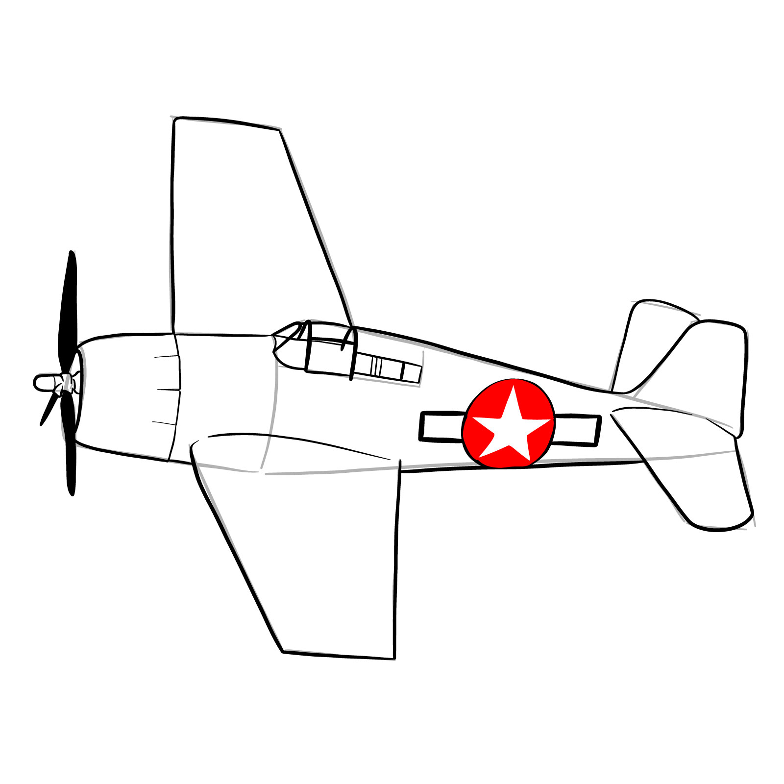 How to draw the F6F-5 Hellcat - step 23