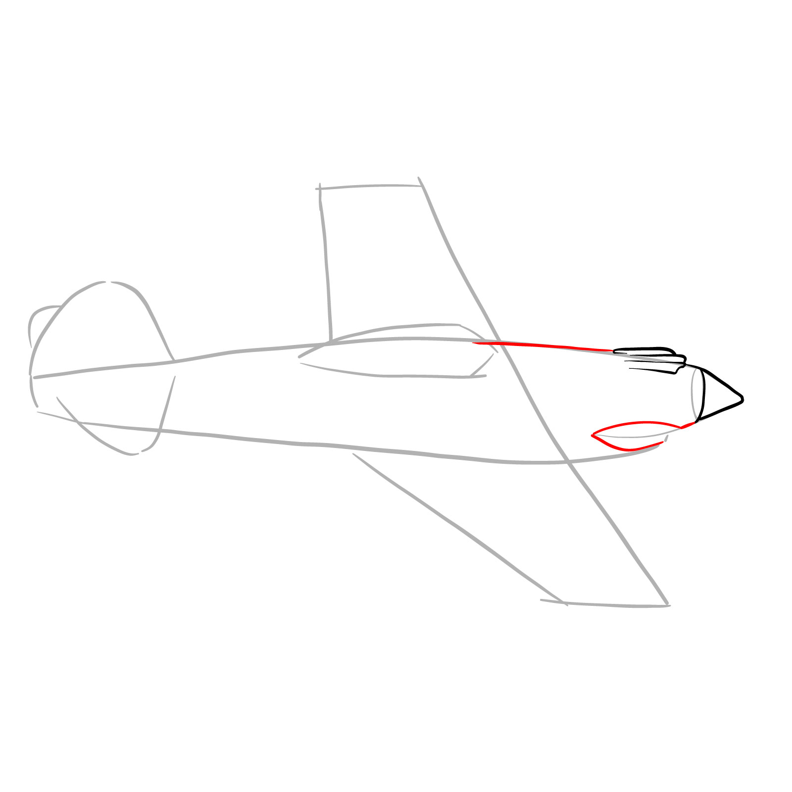 How to draw a P-40 Flying Tiger - step 06