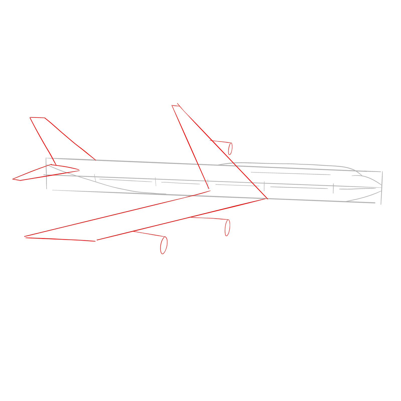 How to draw a Boeing 747-800 - step 03