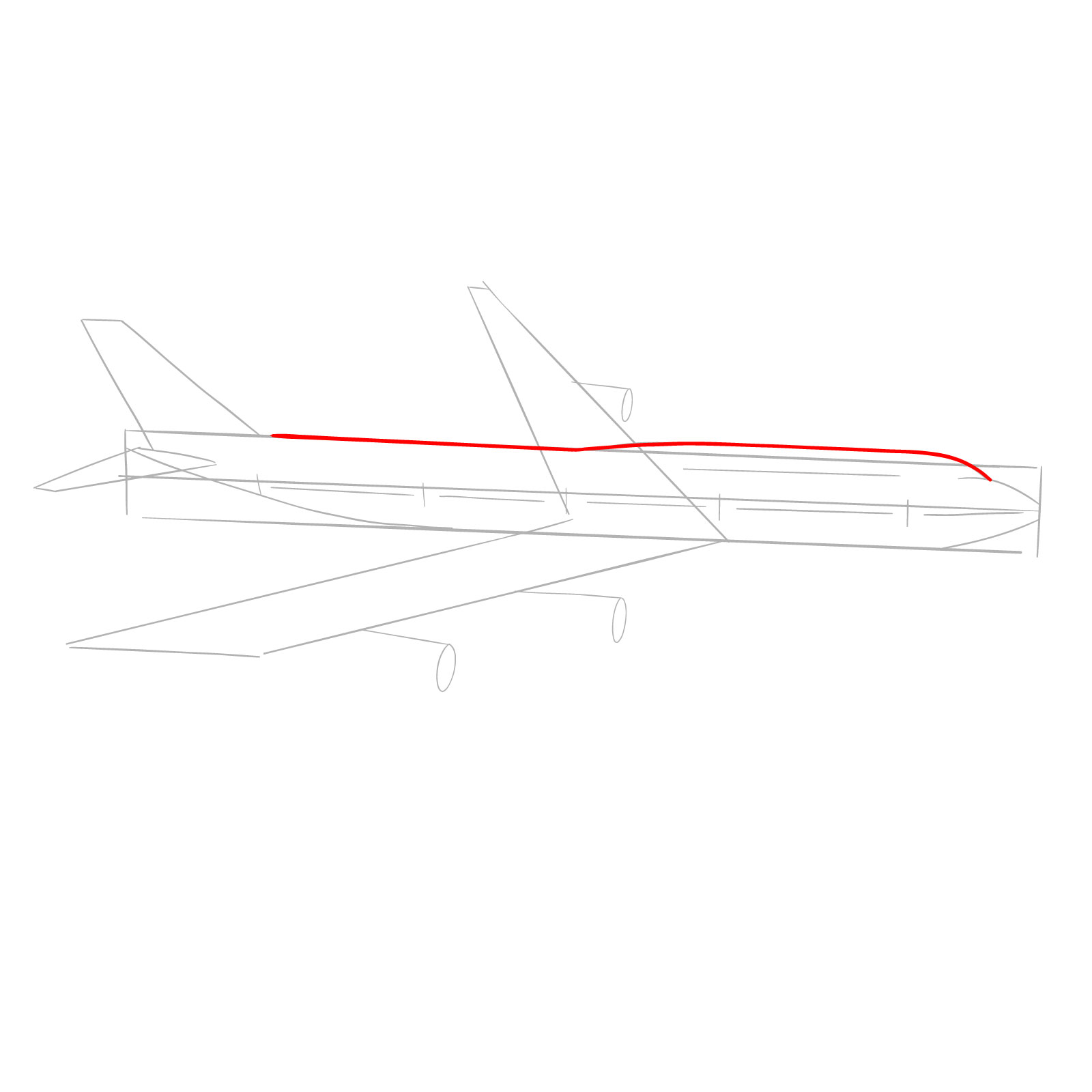 How to draw a Boeing 747-800 - step 04