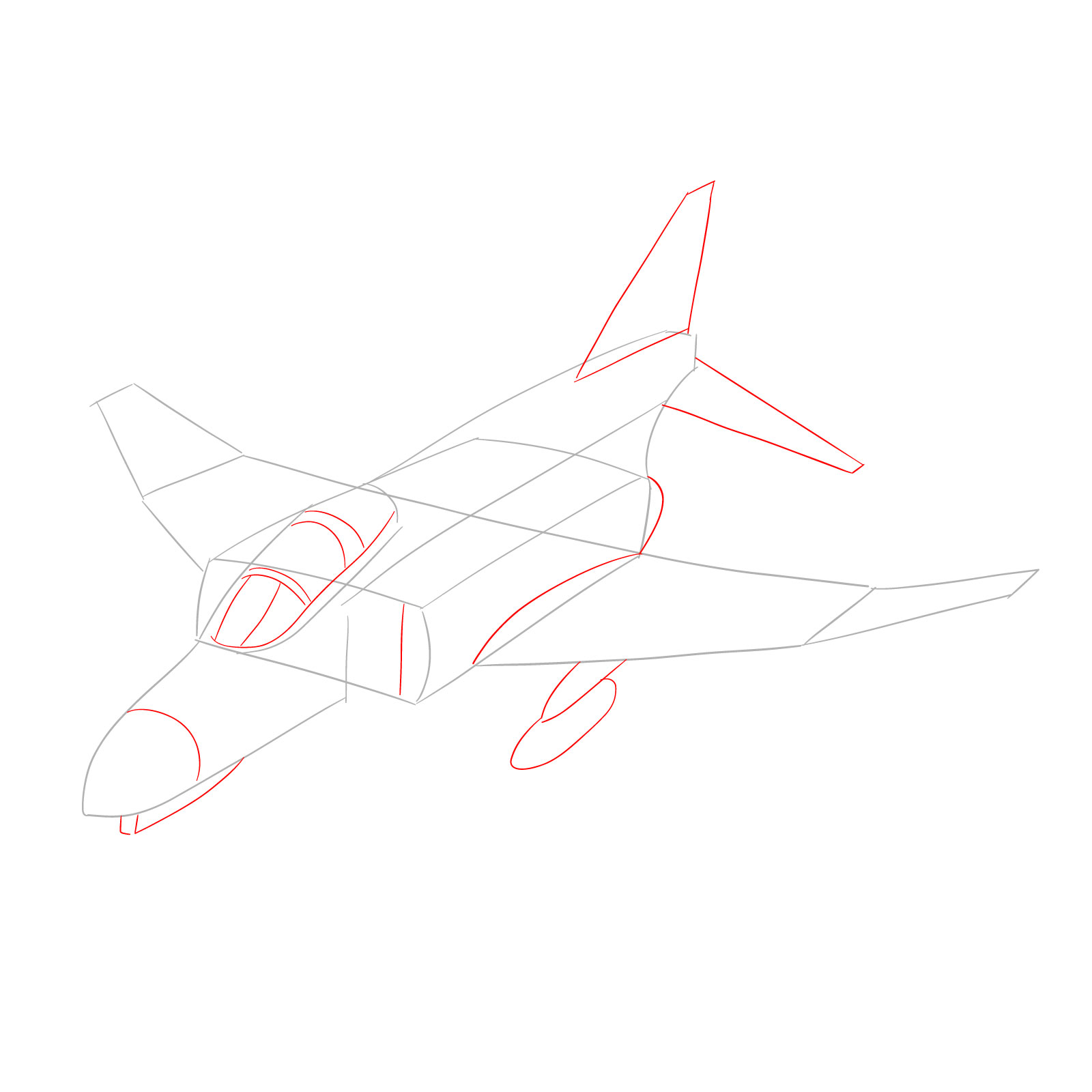 How to draw McDonnell Douglas F-4 Phantom II - step 04