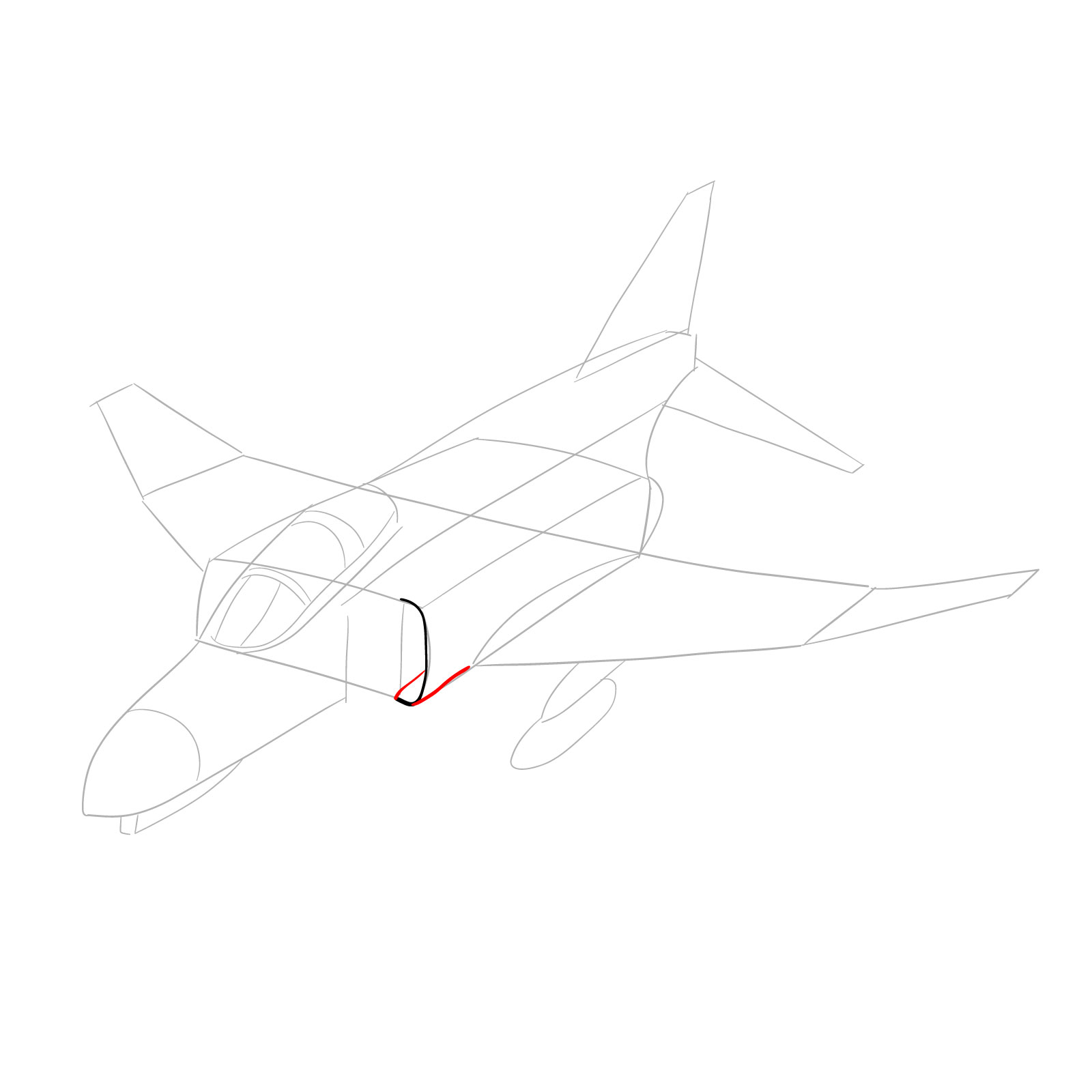 How to draw McDonnell Douglas F-4 Phantom II - step 06