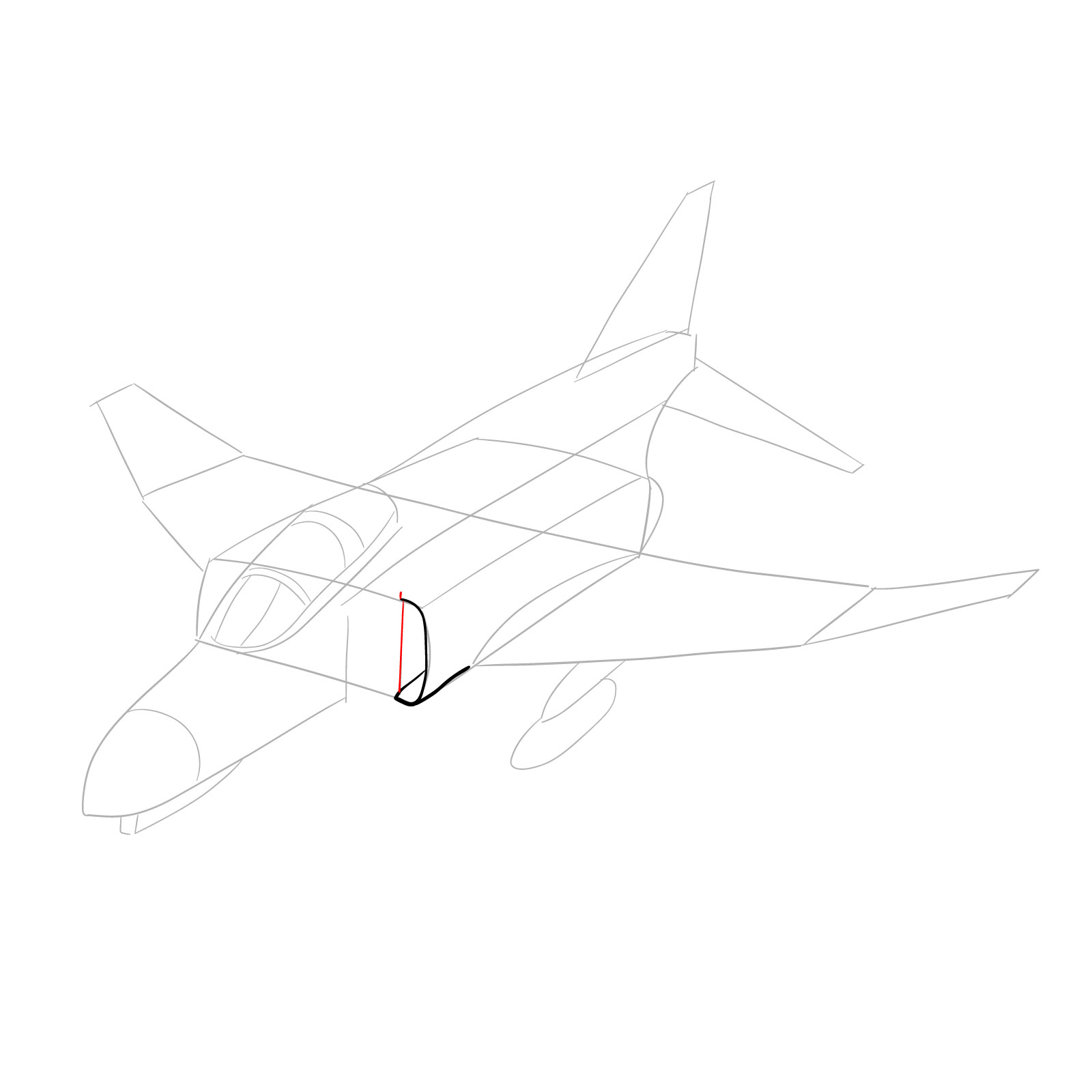 How to draw McDonnell Douglas F-4 Phantom II - step 07