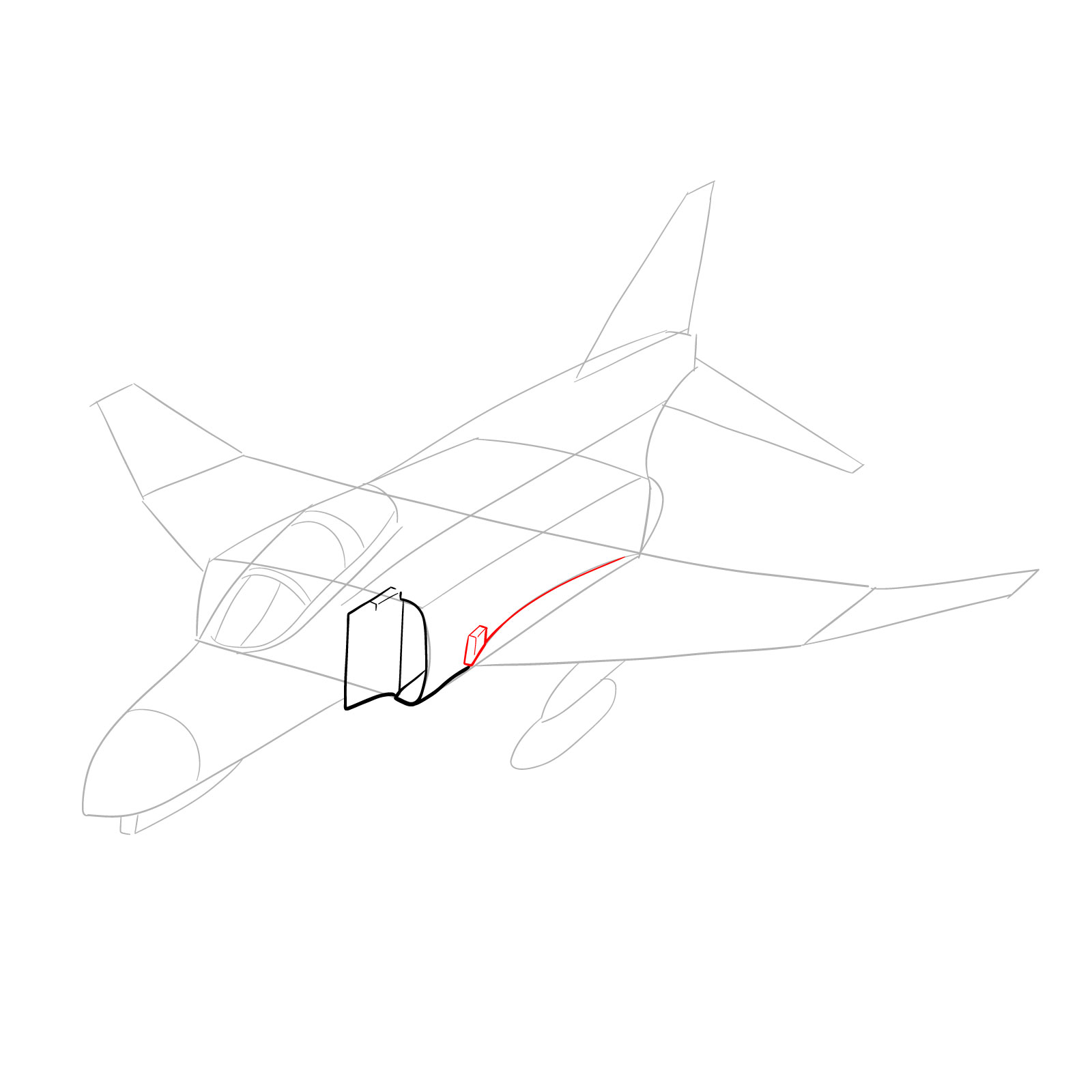 How to draw McDonnell Douglas F-4 Phantom II - step 09