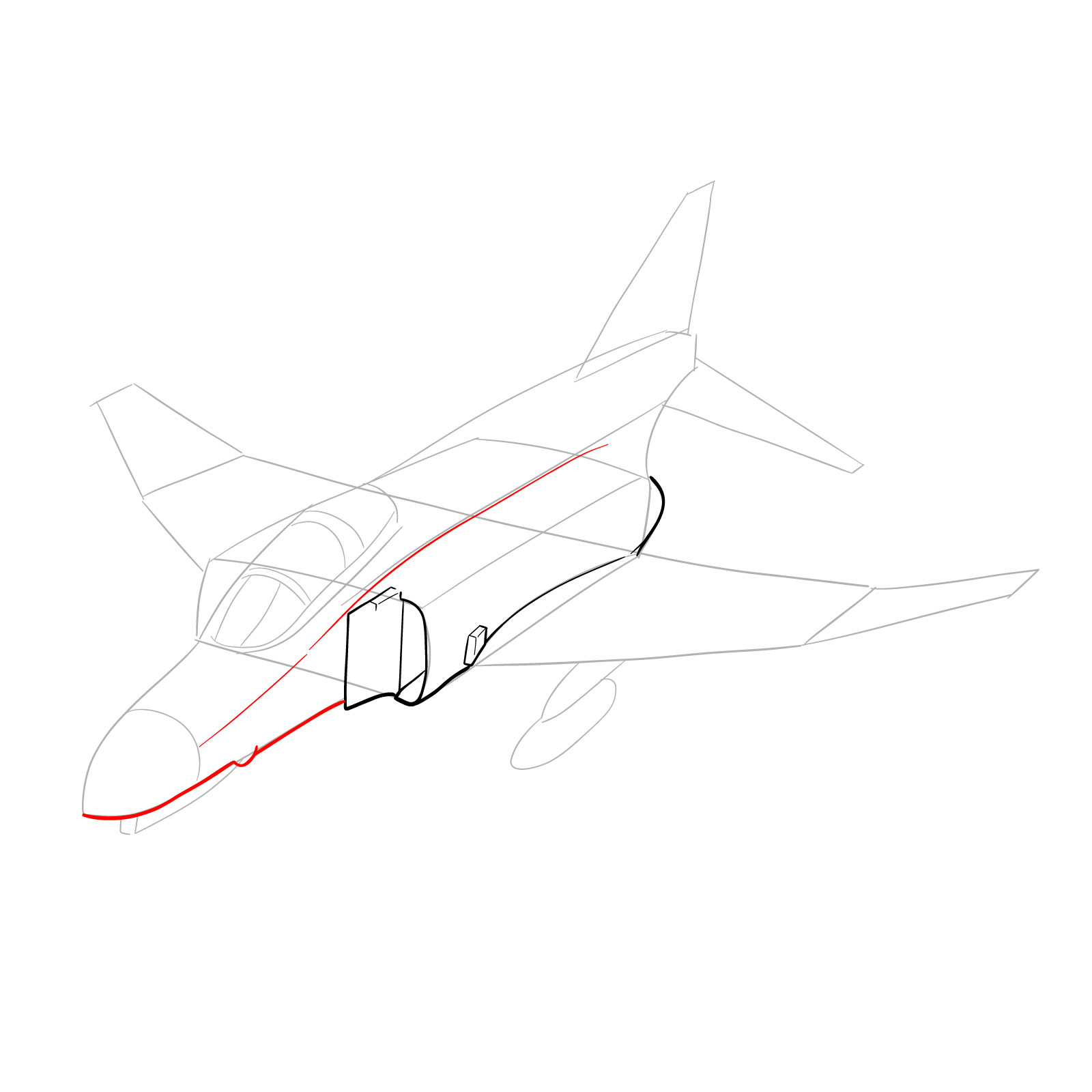 How to draw McDonnell Douglas F-4 Phantom II - step 11