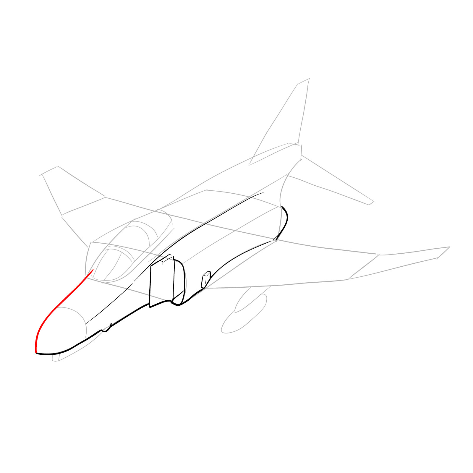 How to draw McDonnell Douglas F-4 Phantom II - step 12
