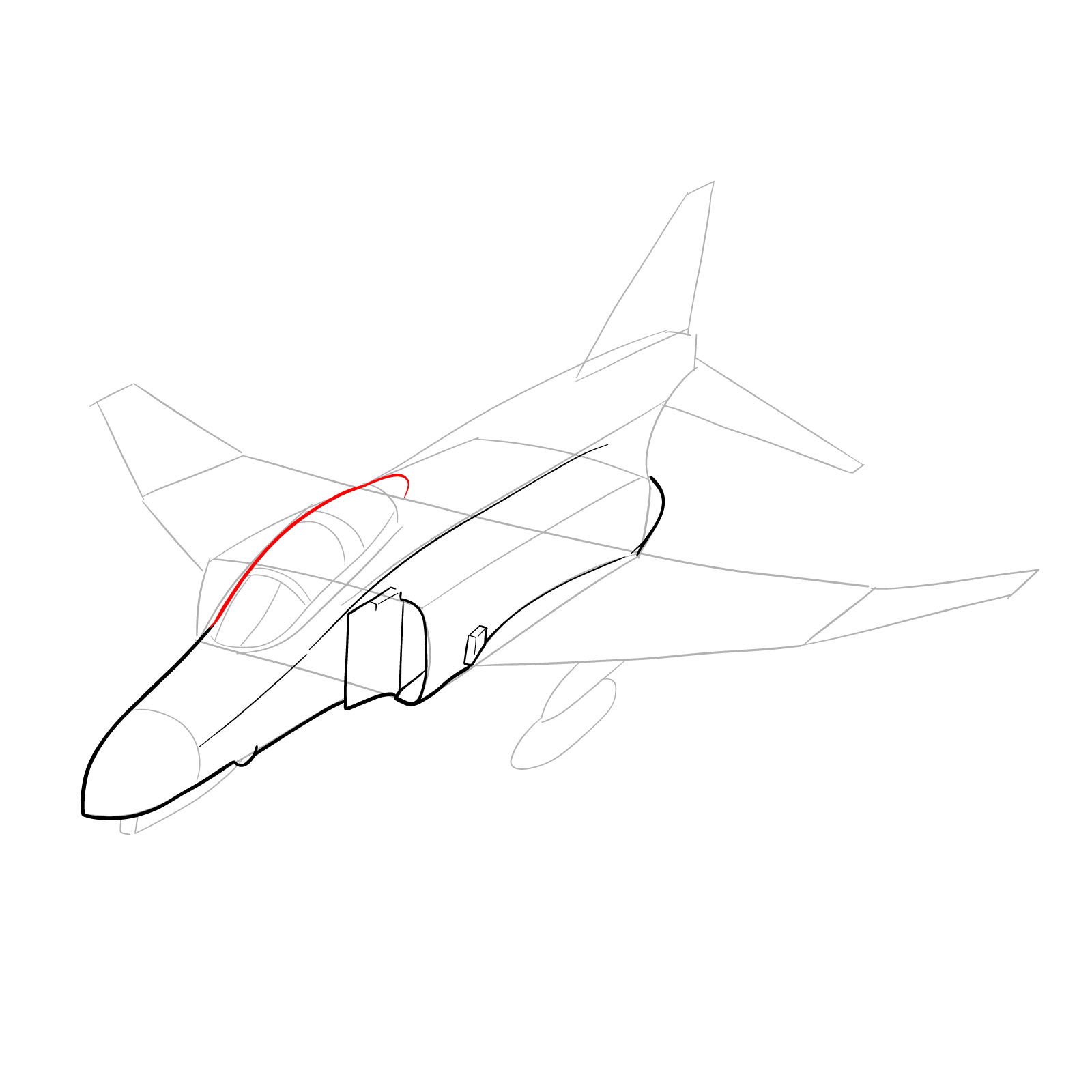 How to draw McDonnell Douglas F-4 Phantom II - step 13