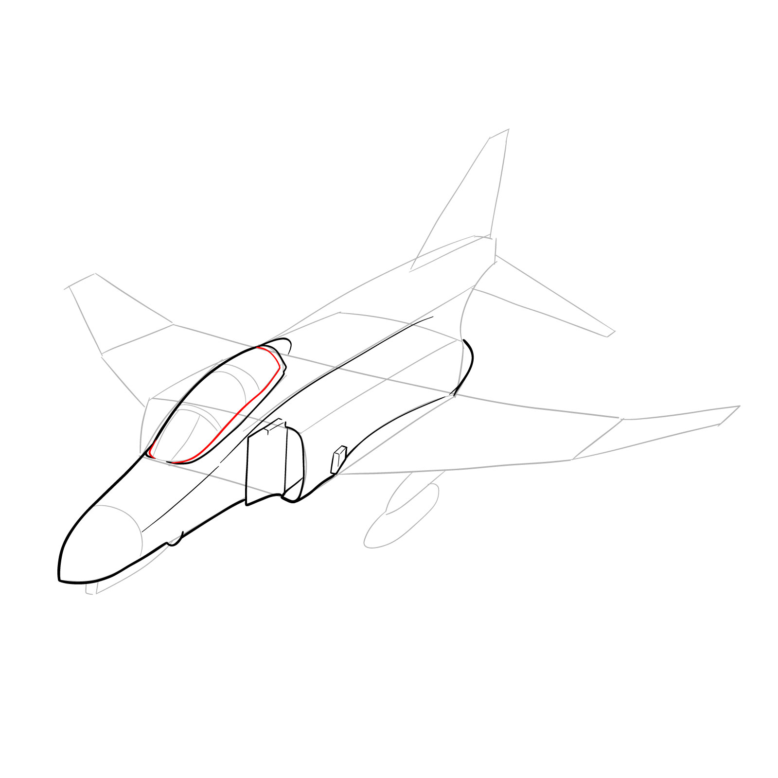 How to draw McDonnell Douglas F-4 Phantom II - step 15