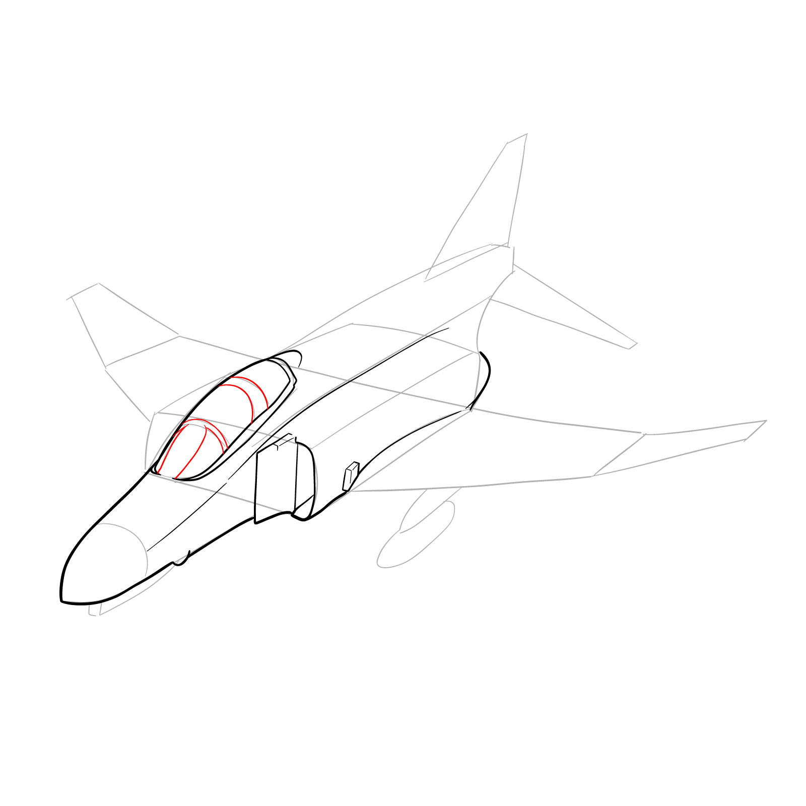 How to draw McDonnell Douglas F-4 Phantom II - step 16