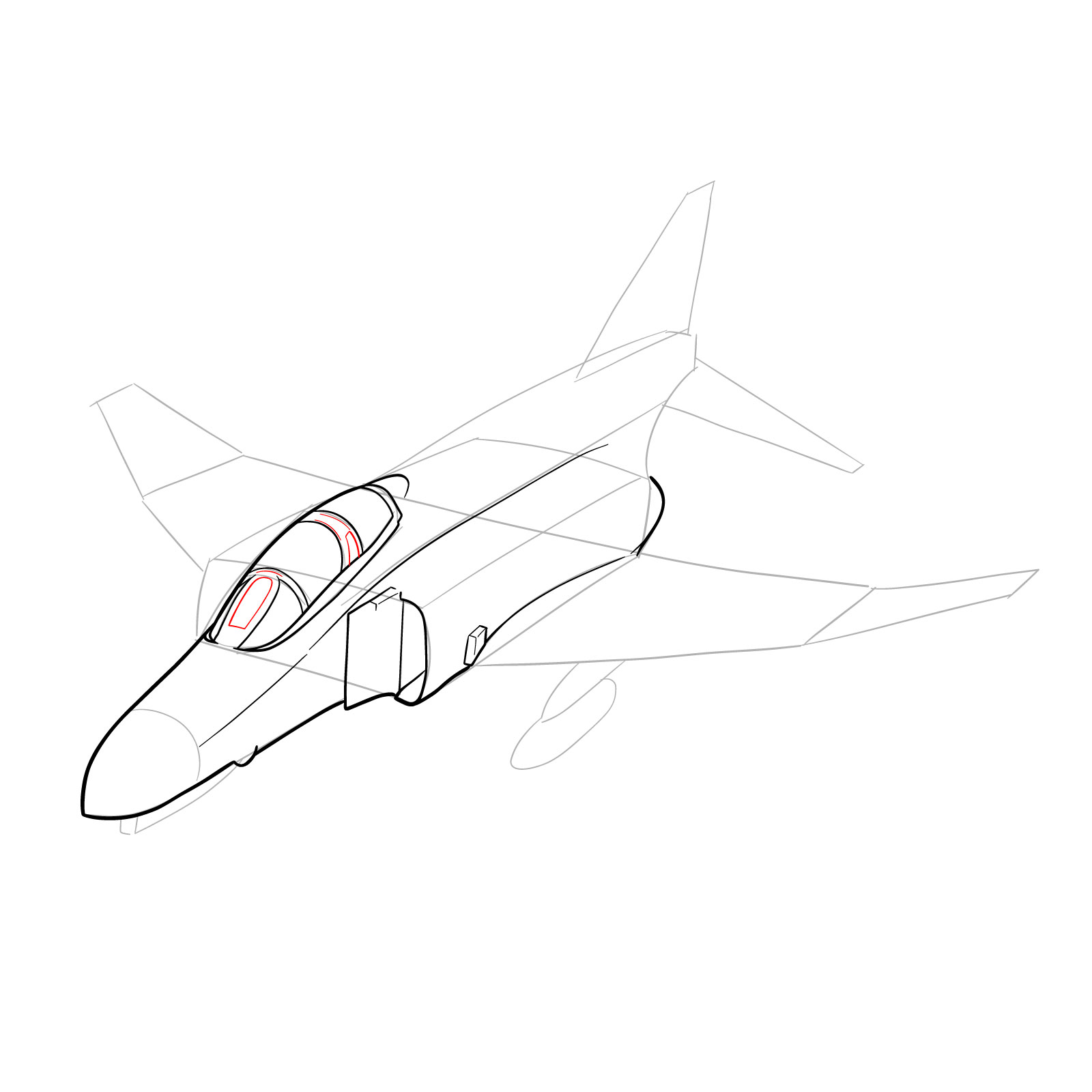 How to draw McDonnell Douglas F-4 Phantom II - step 17