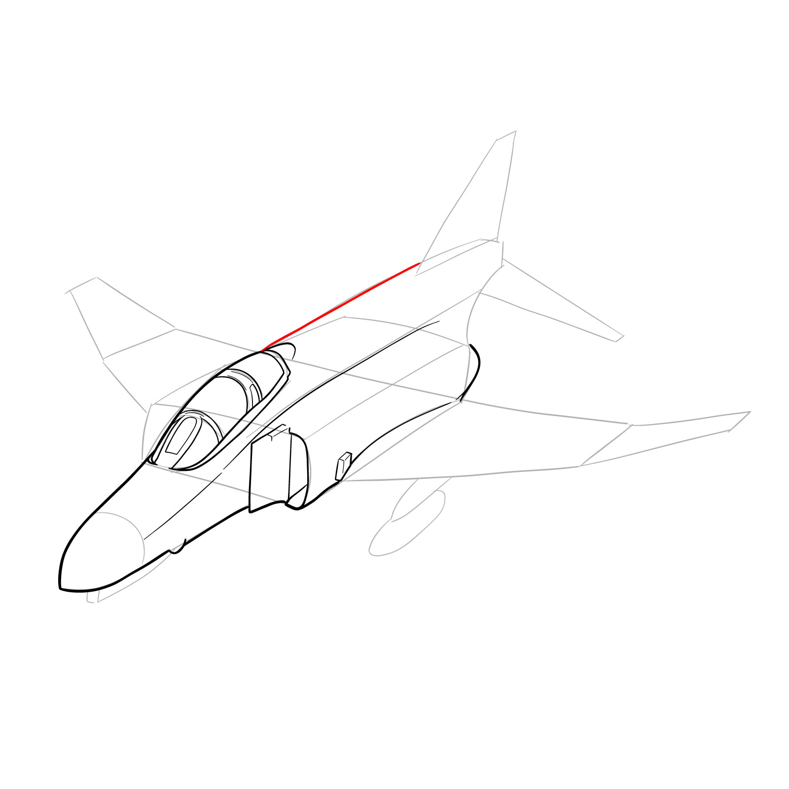 How to draw McDonnell Douglas F-4 Phantom II - step 18