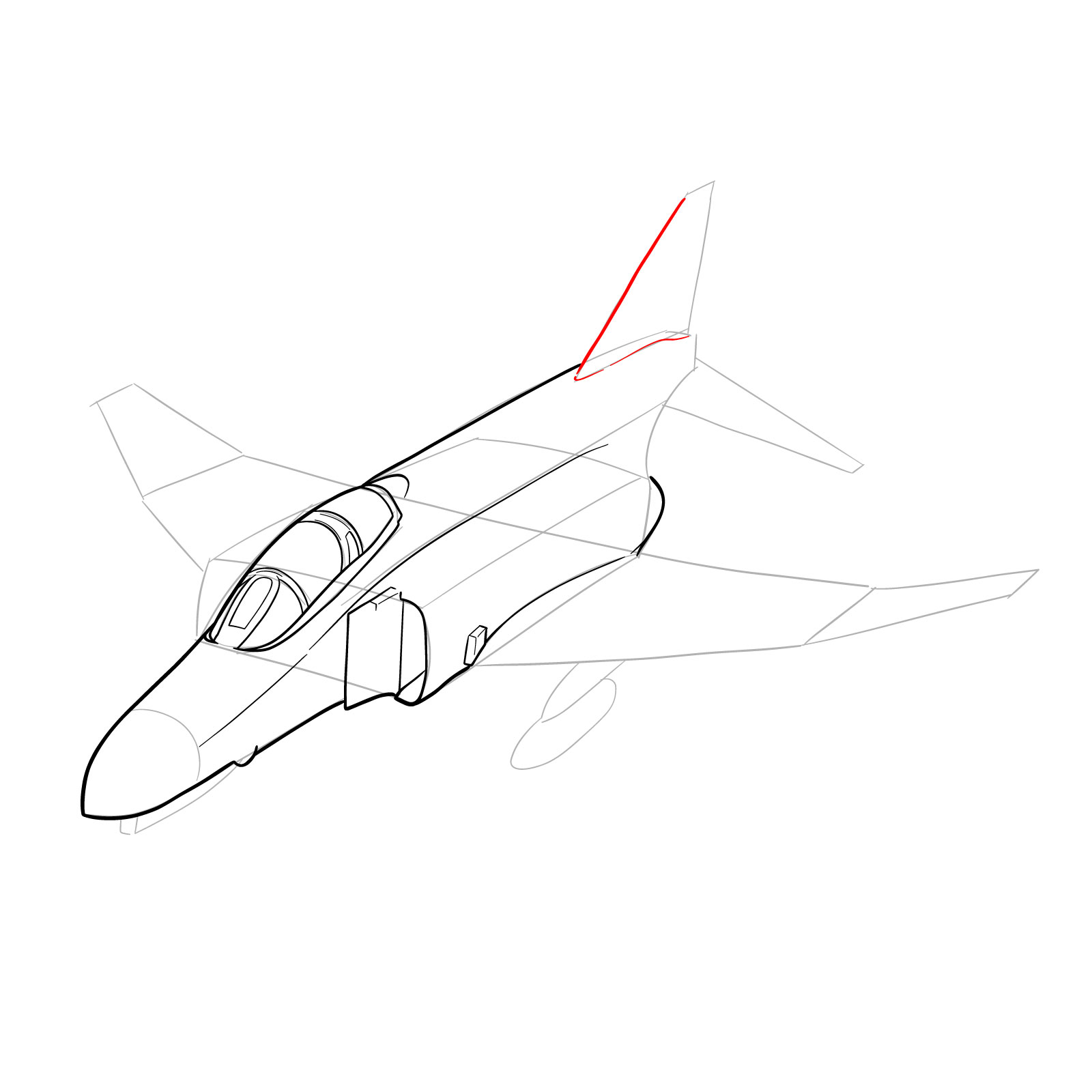 How to draw McDonnell Douglas F-4 Phantom II - step 19
