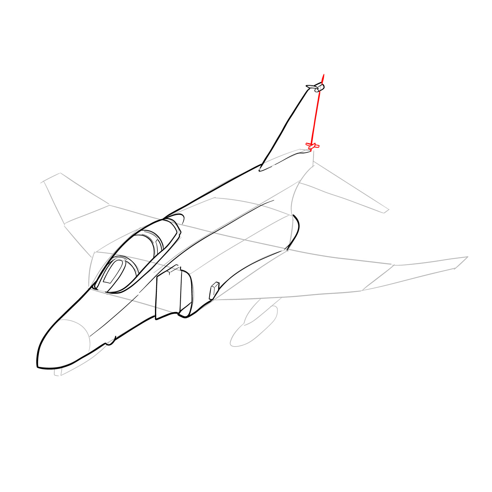 How to draw McDonnell Douglas F-4 Phantom II - step 21