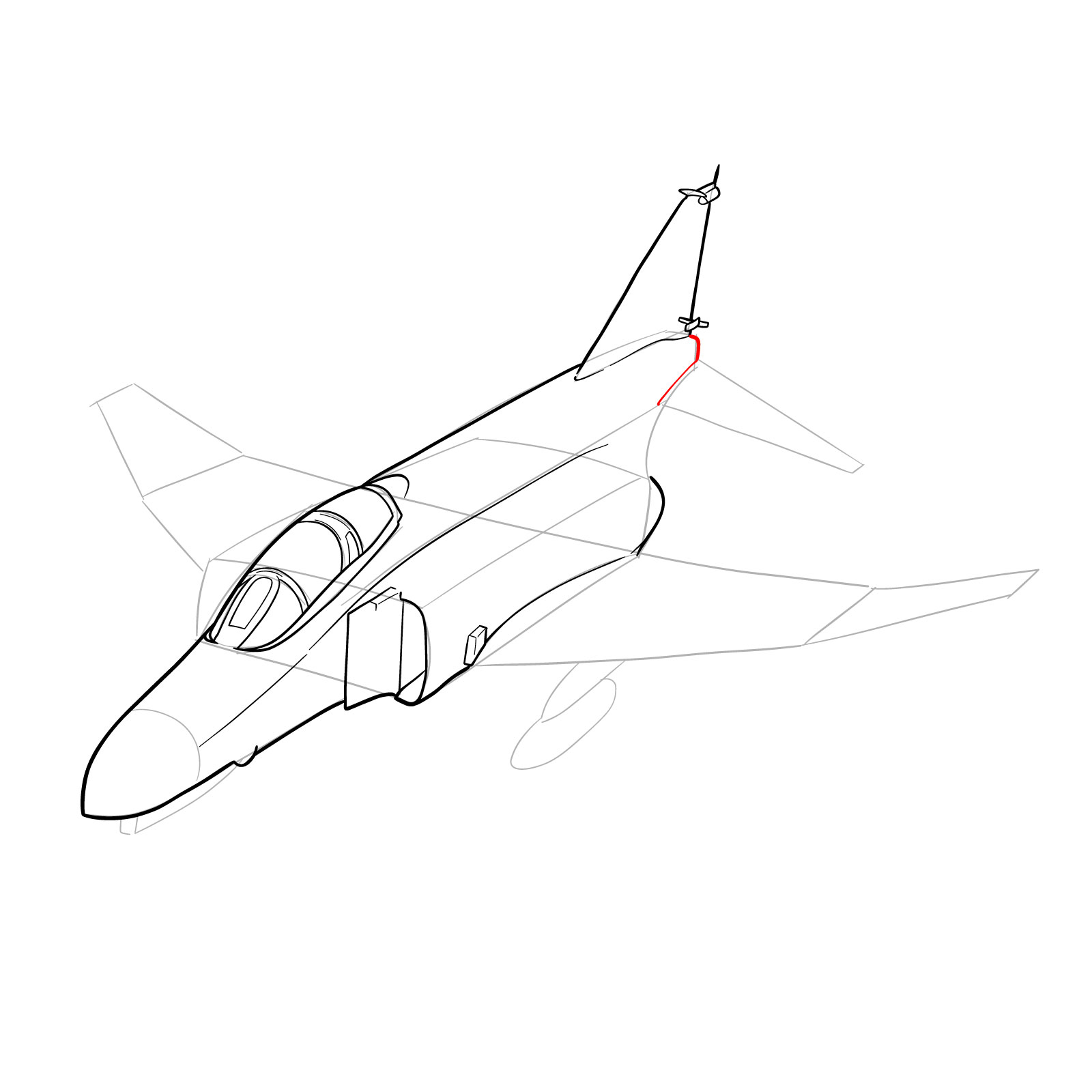 How to draw McDonnell Douglas F-4 Phantom II - step 22