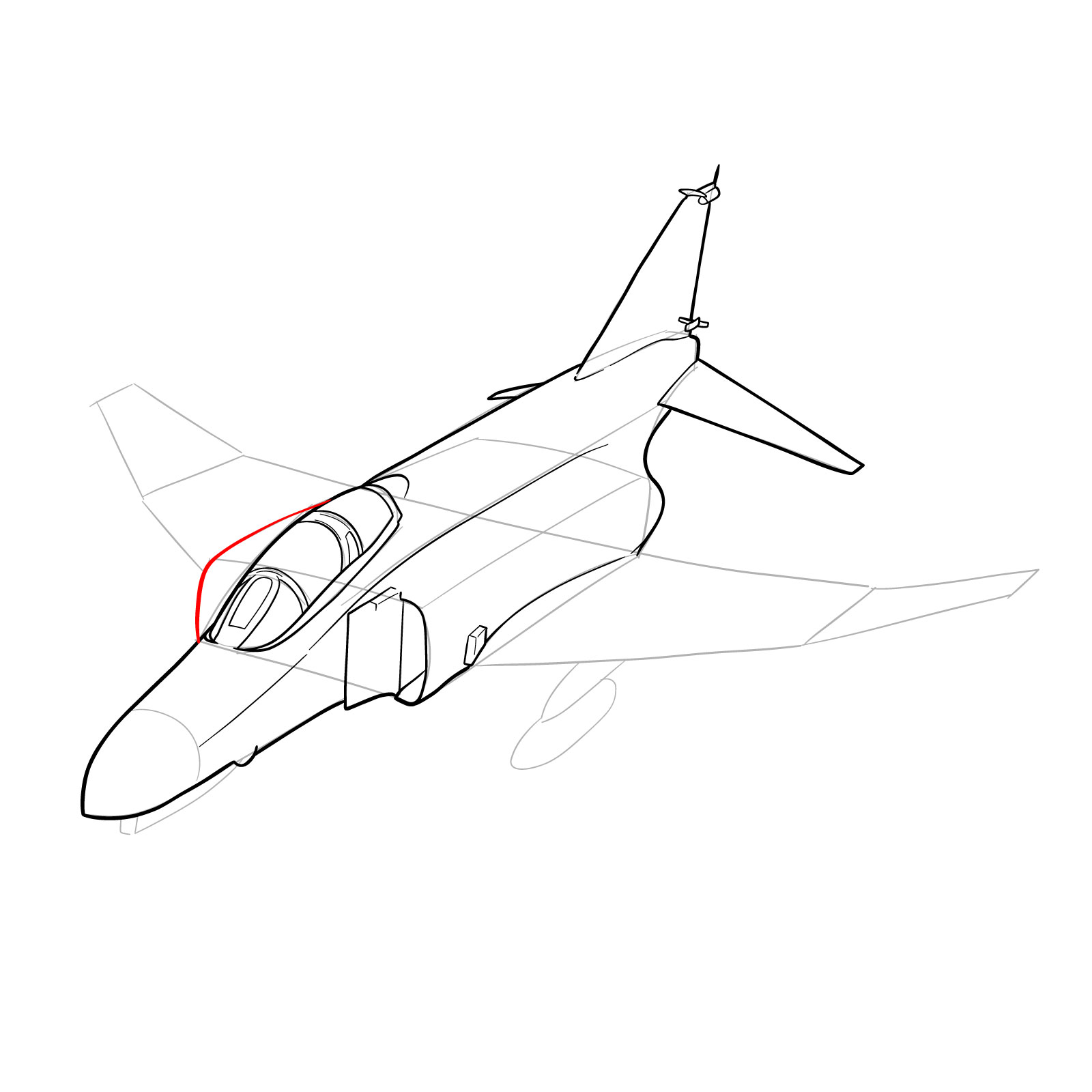 How to draw McDonnell Douglas F-4 Phantom II - step 25