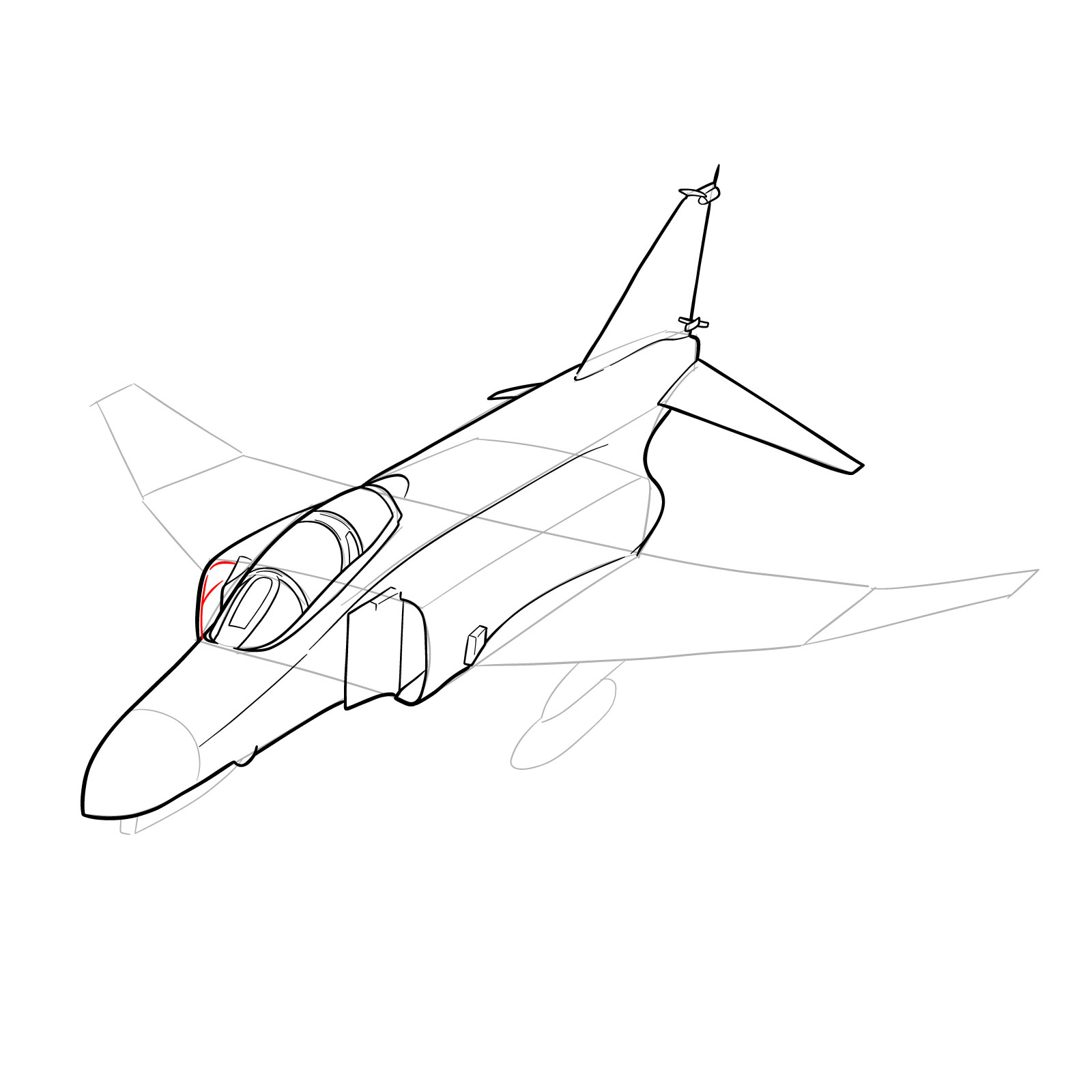 How to draw McDonnell Douglas F-4 Phantom II - step 27