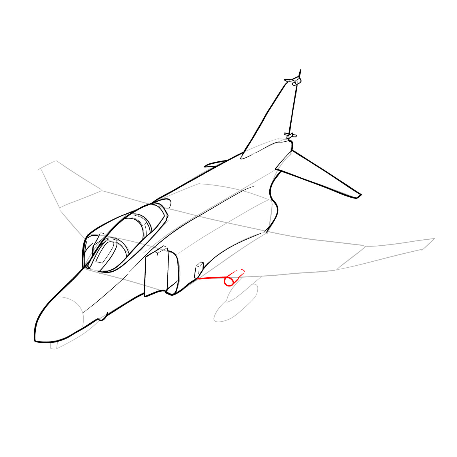 How to draw McDonnell Douglas F-4 Phantom II - step 28