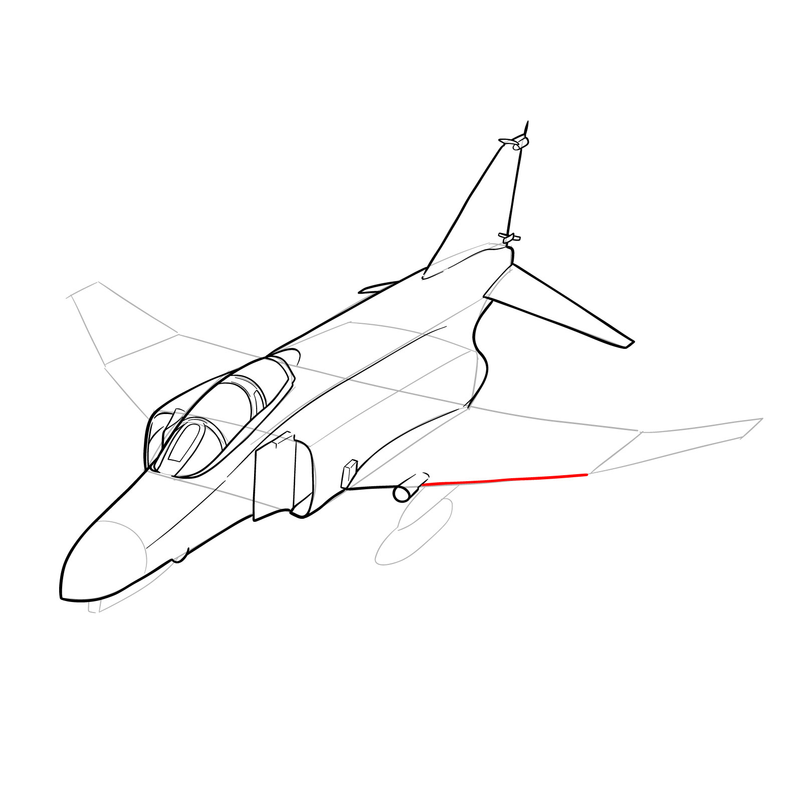 How to draw McDonnell Douglas F-4 Phantom II - step 29