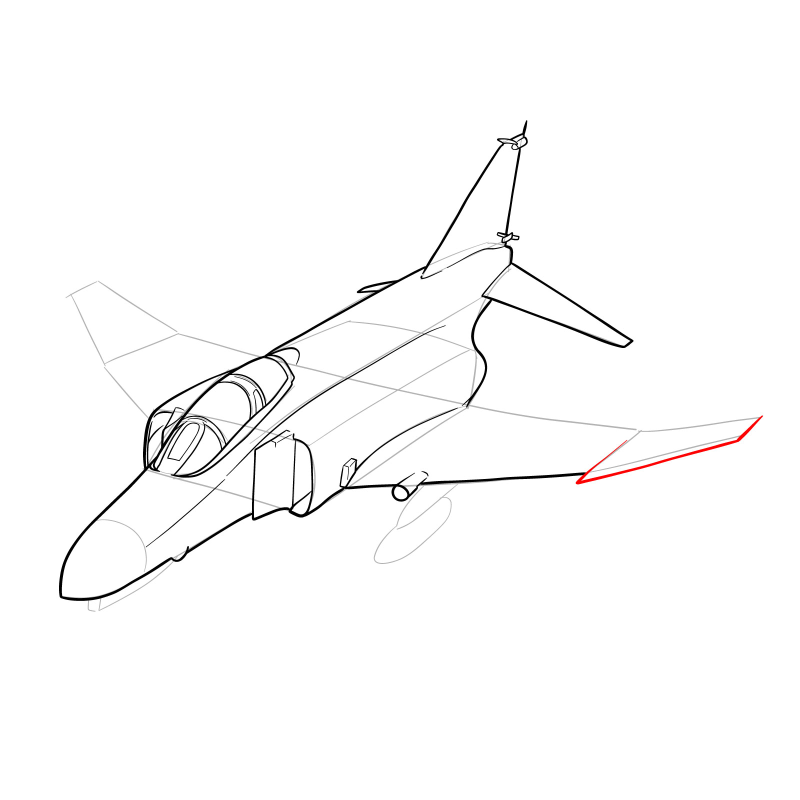 How to draw McDonnell Douglas F-4 Phantom II - step 30