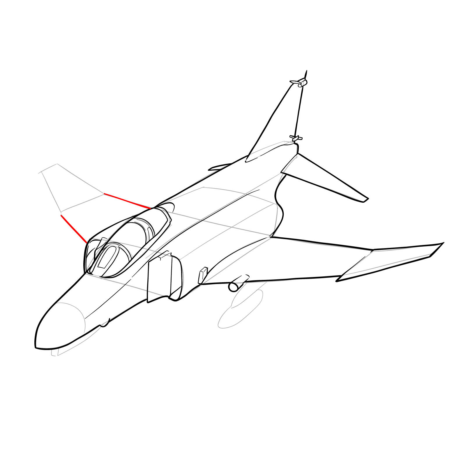 How to draw McDonnell Douglas F-4 Phantom II - step 32