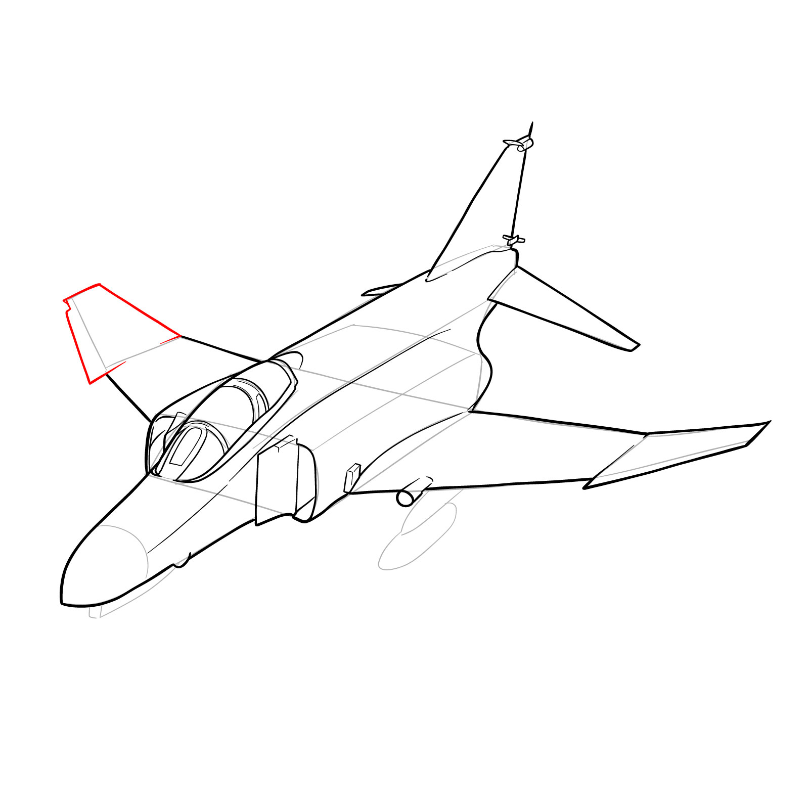 How to draw McDonnell Douglas F-4 Phantom II - step 33
