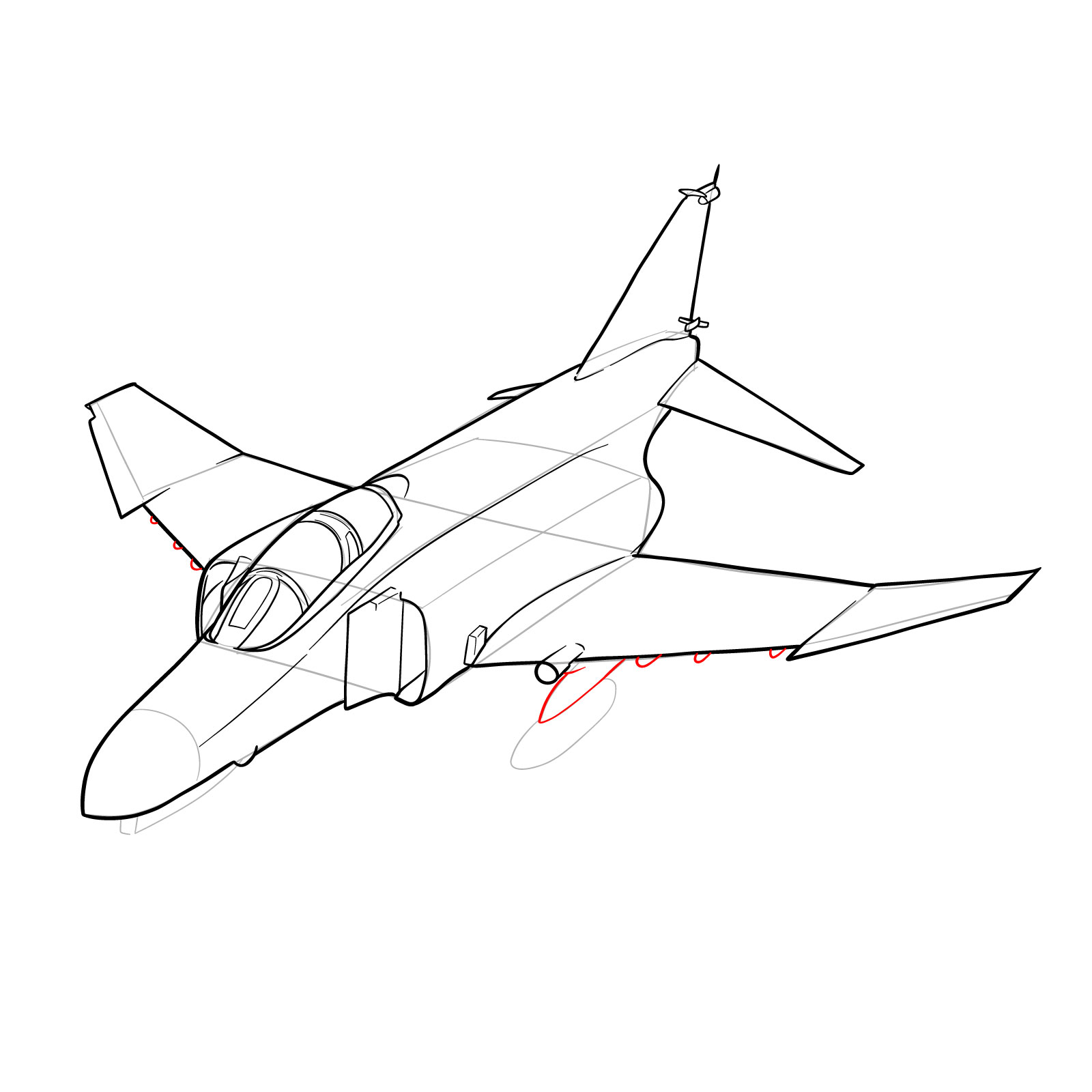 How to draw McDonnell Douglas F-4 Phantom II - step 34