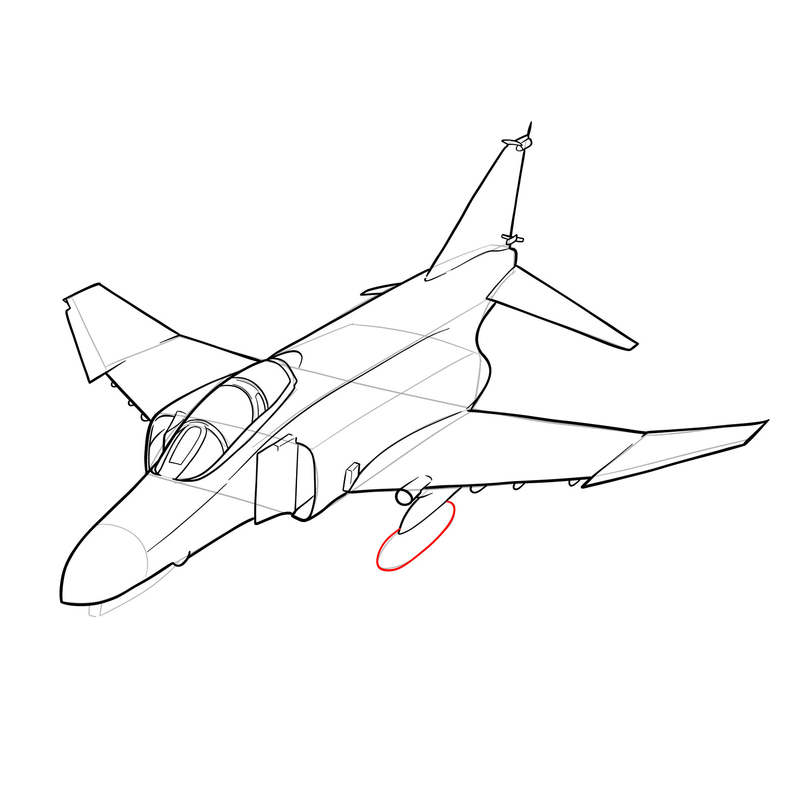 How to draw McDonnell Douglas F-4 Phantom II - step 35
