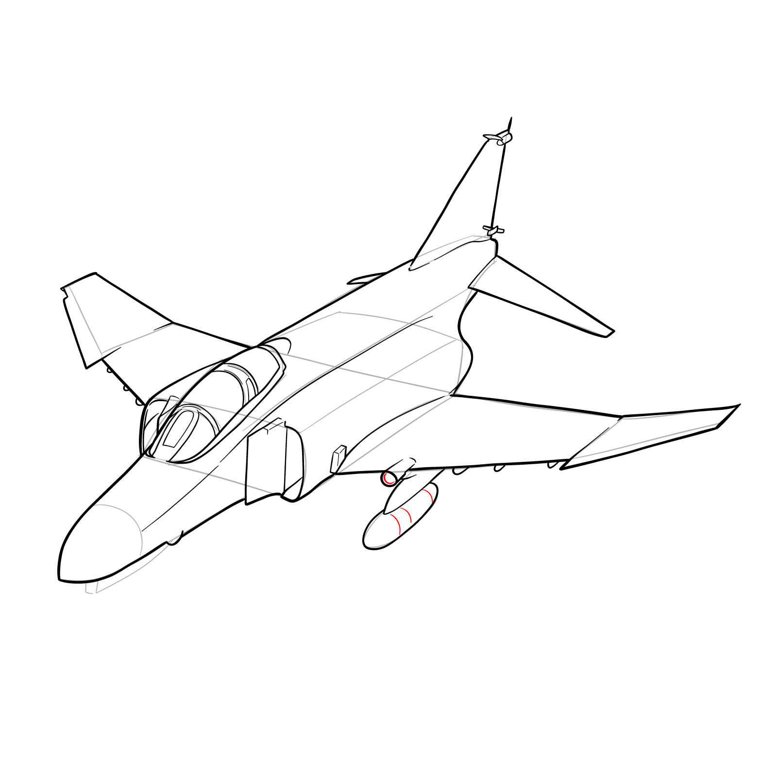 How to draw McDonnell Douglas F-4 Phantom II - step 36