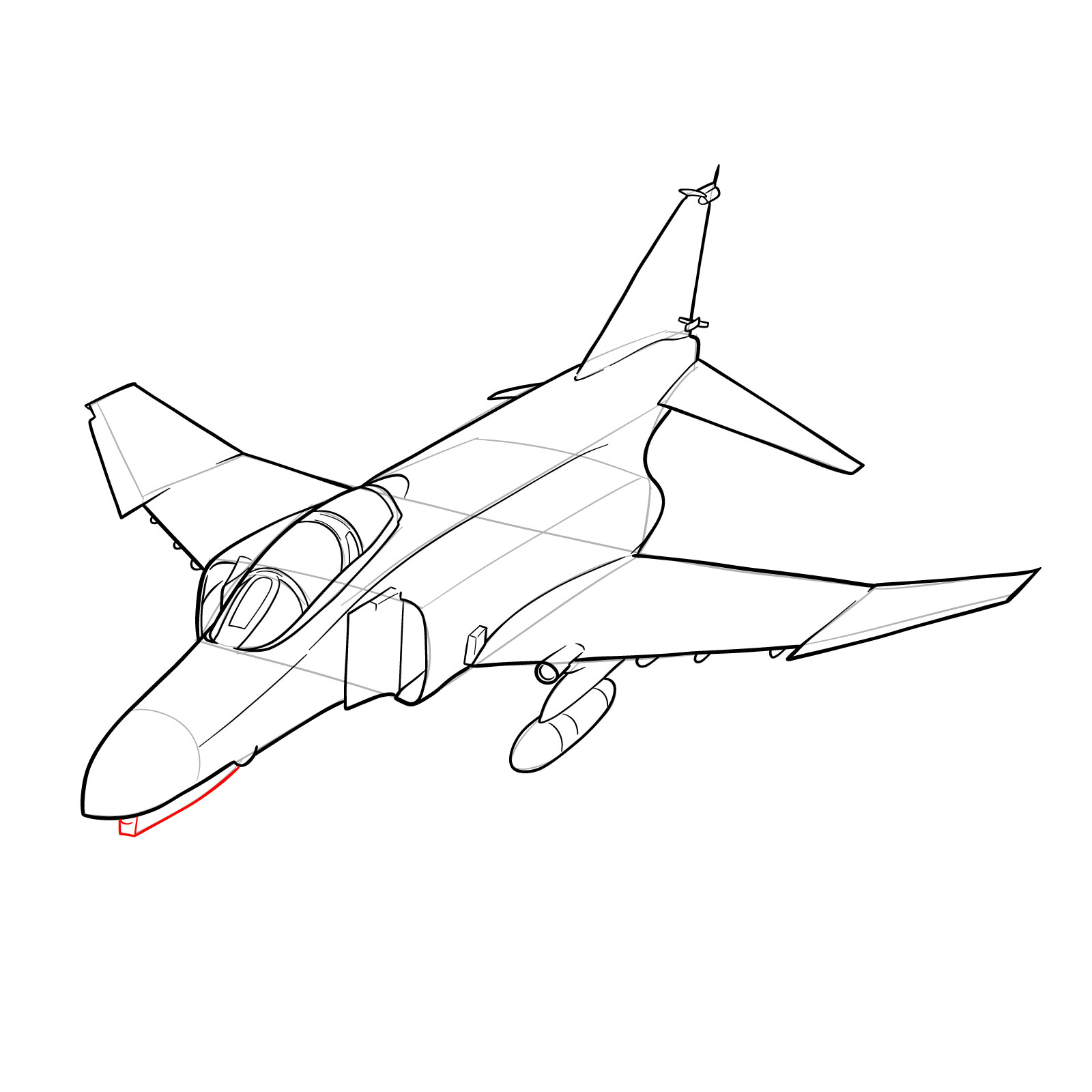 How to draw McDonnell Douglas F-4 Phantom II - step 37
