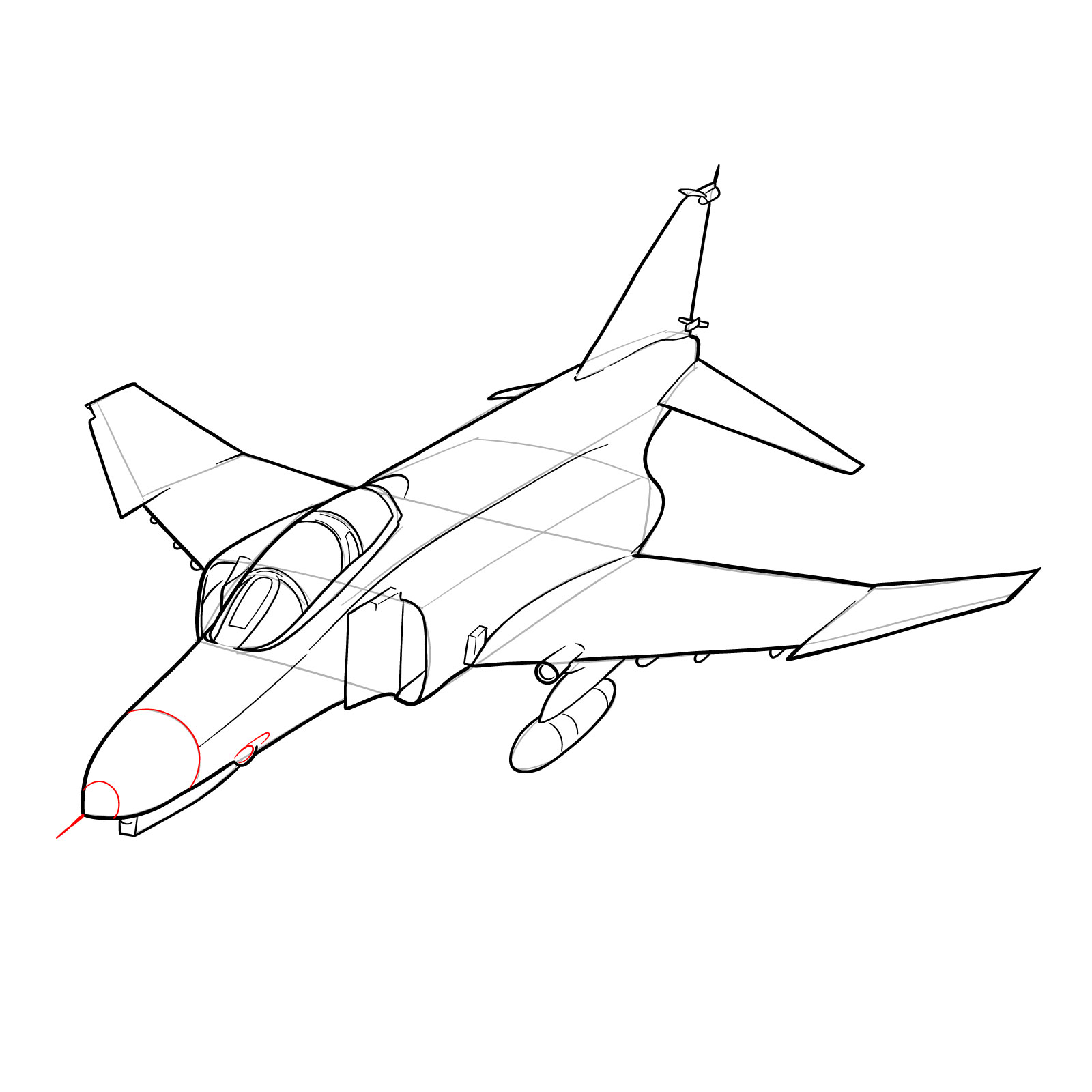 How to draw McDonnell Douglas F-4 Phantom II - step 38