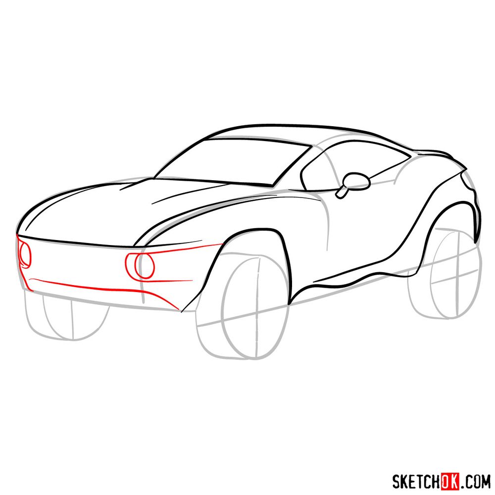 How to draw a Rally Fighter car - step 08