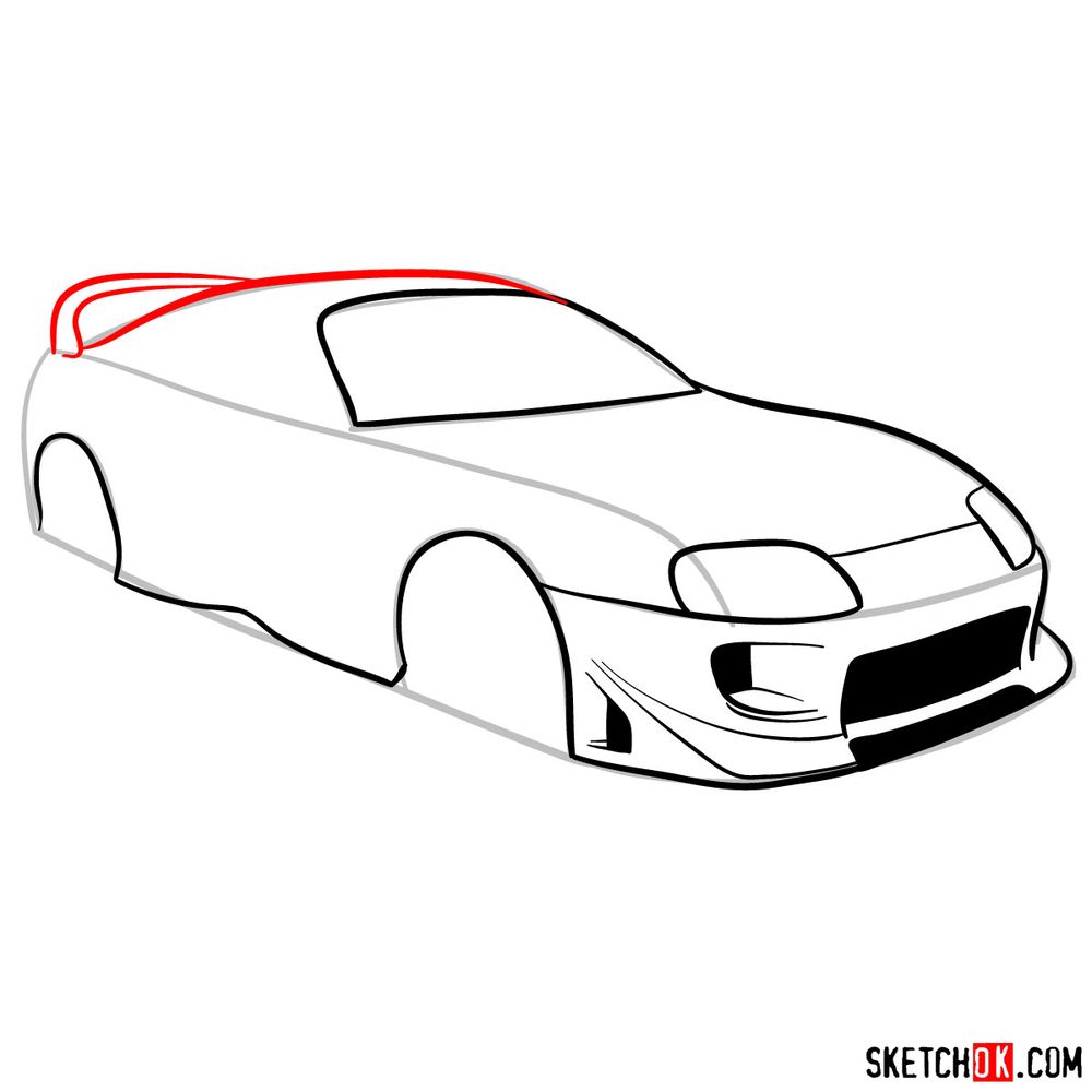 How to draw 1993 Toyota Supra in 12 steps Sketchok easy drawing guides