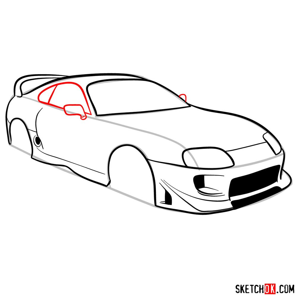 How to draw 1993 Toyota Supra - step 09