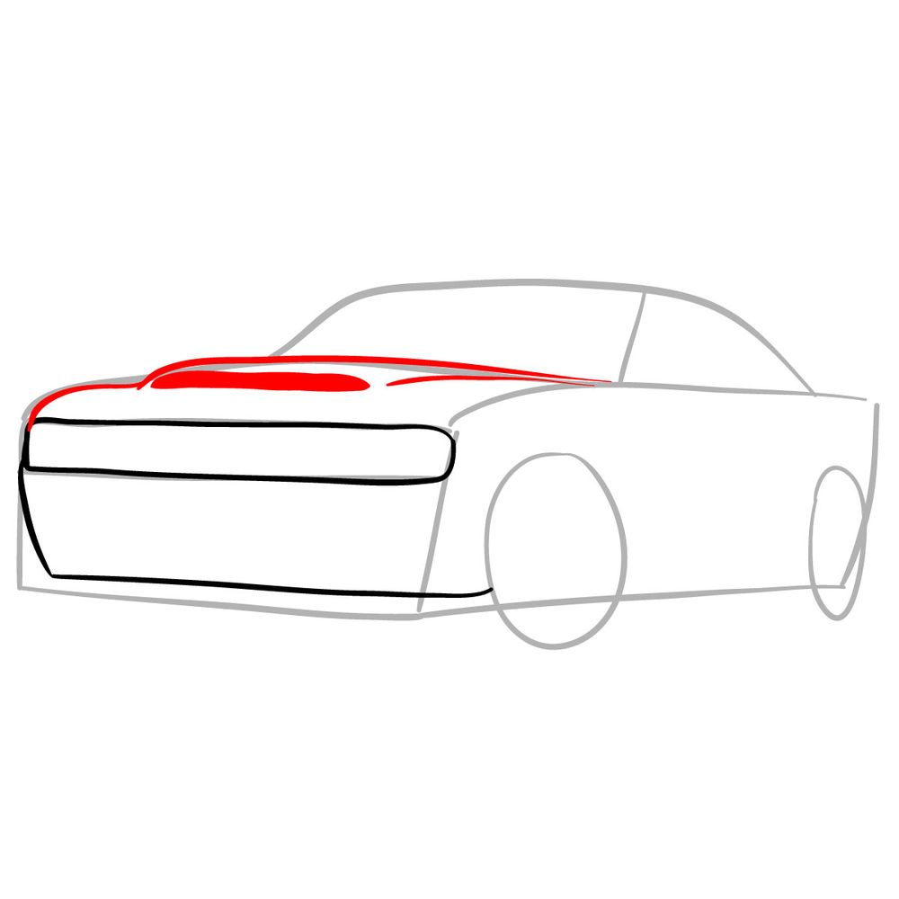 How to draw 2018 Dodge Challenger SRT Demon - step 05