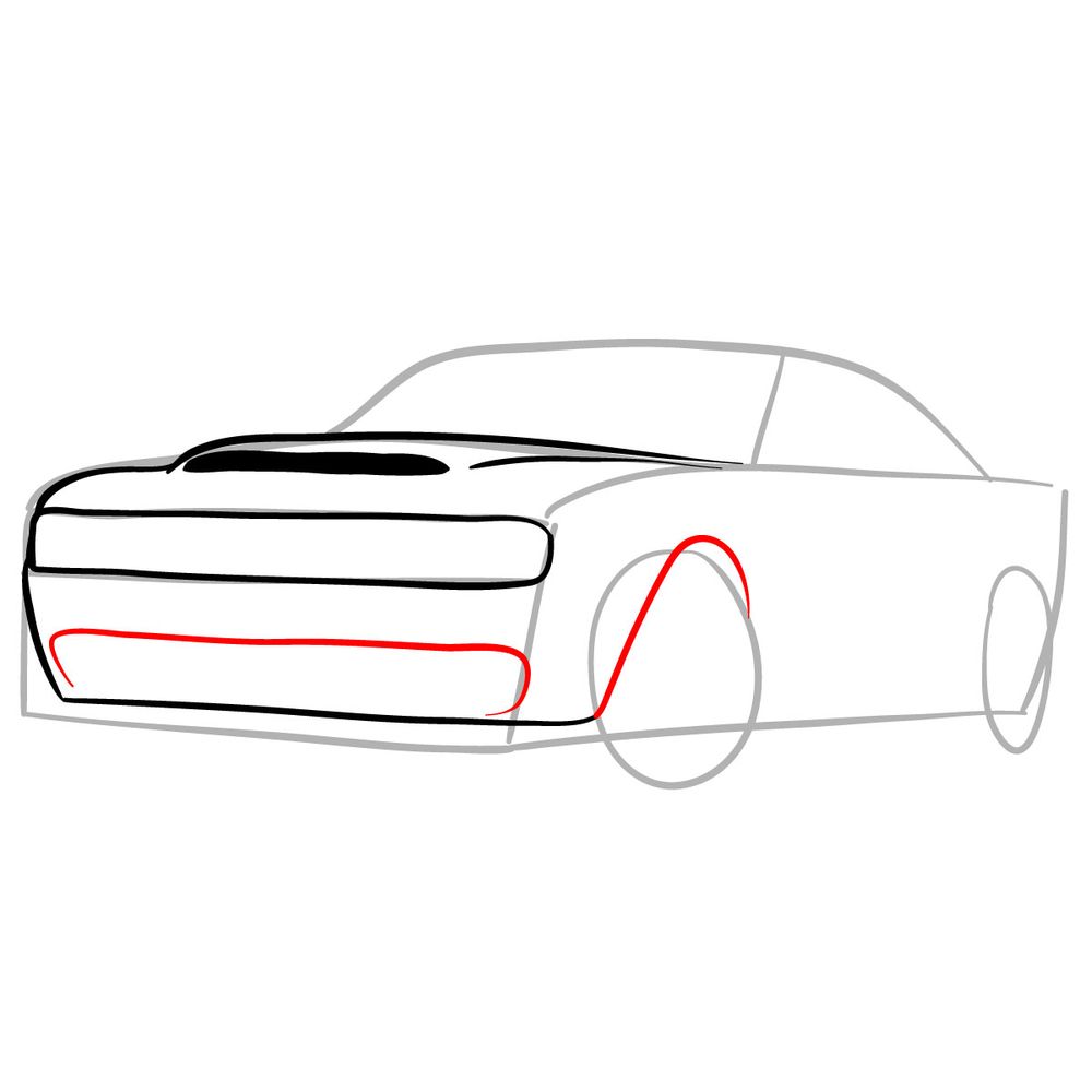 How to draw 2018 Dodge Challenger SRT Demon - step 06