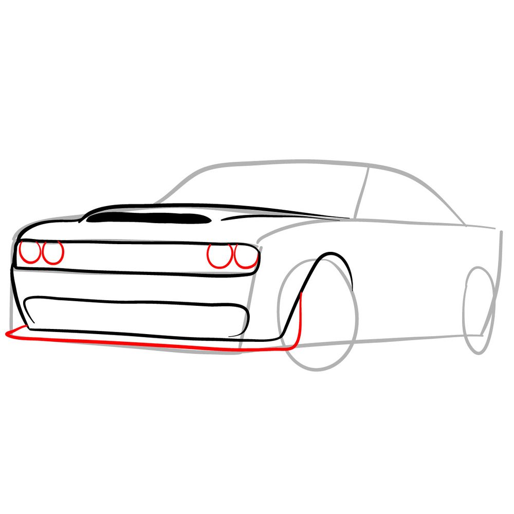 How to draw 2018 Dodge Challenger SRT Demon - step 07