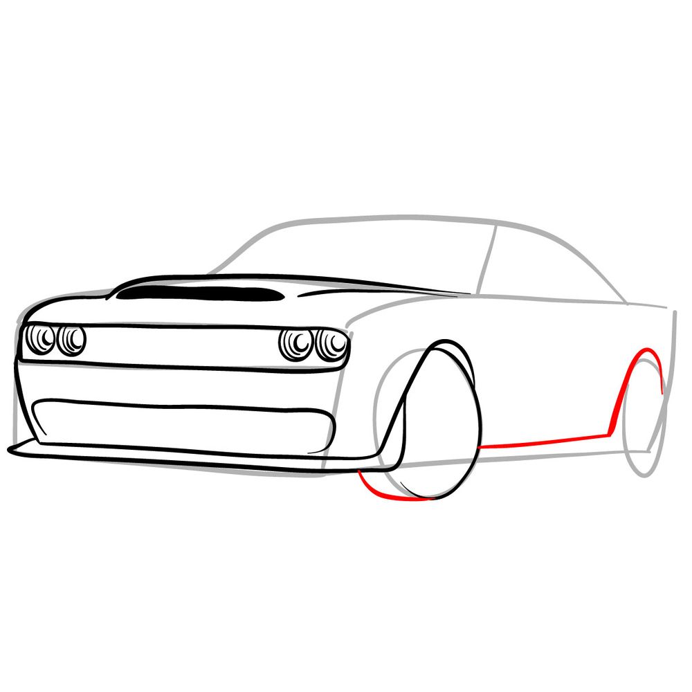 How to draw 2018 Dodge Challenger SRT Demon - step 09