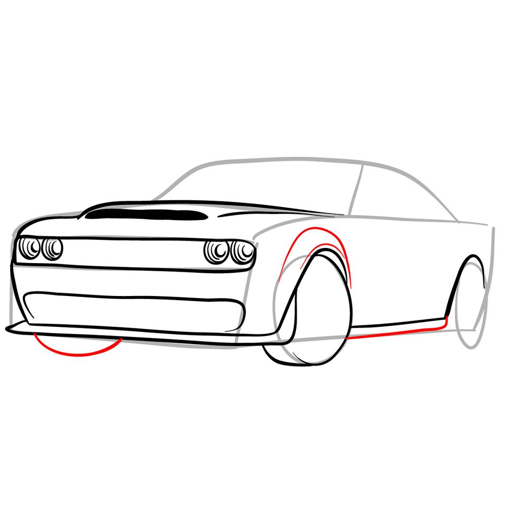 How to draw 2018 Dodge Challenger SRT Demon - step 10