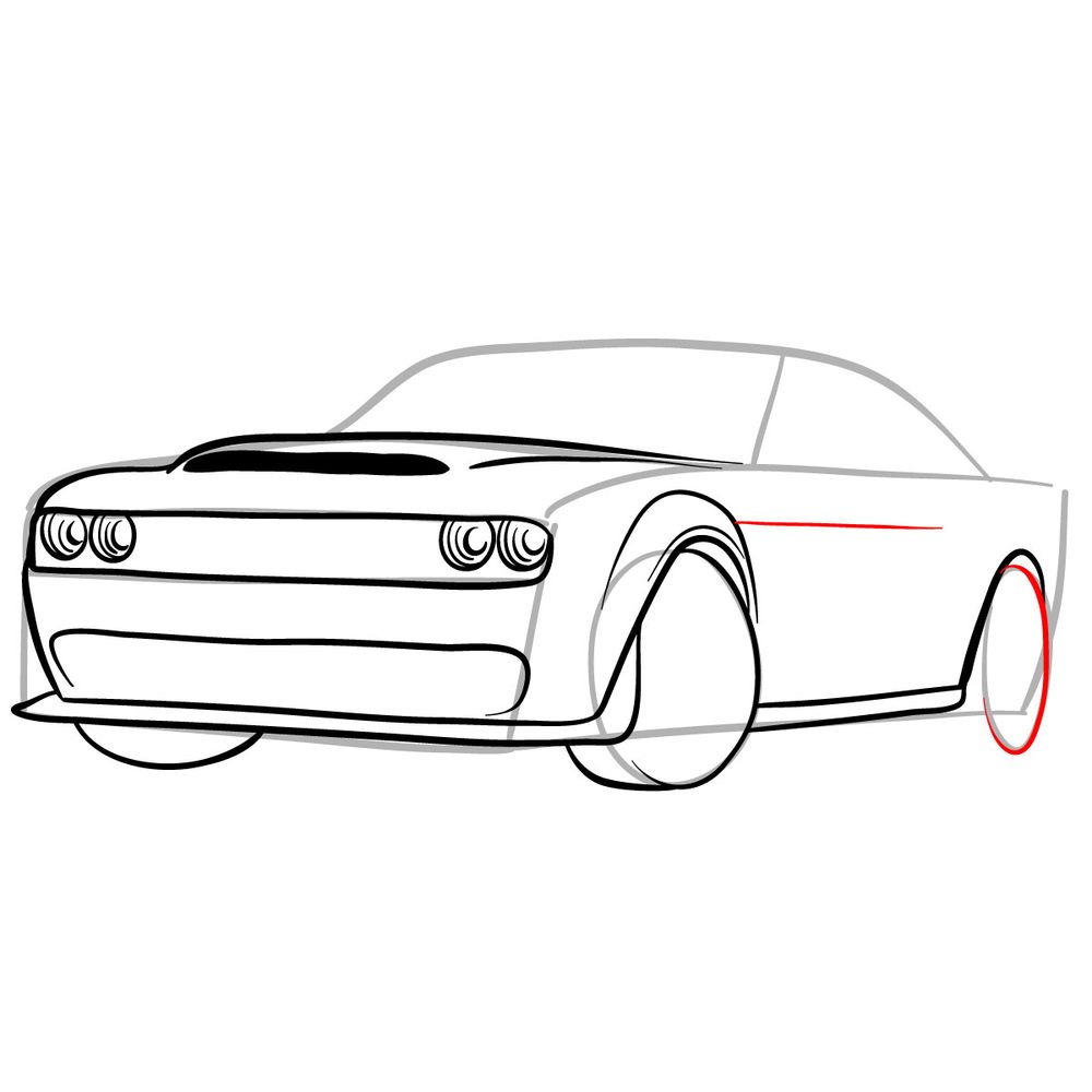 How to draw 2018 Dodge Challenger SRT Demon - step 11